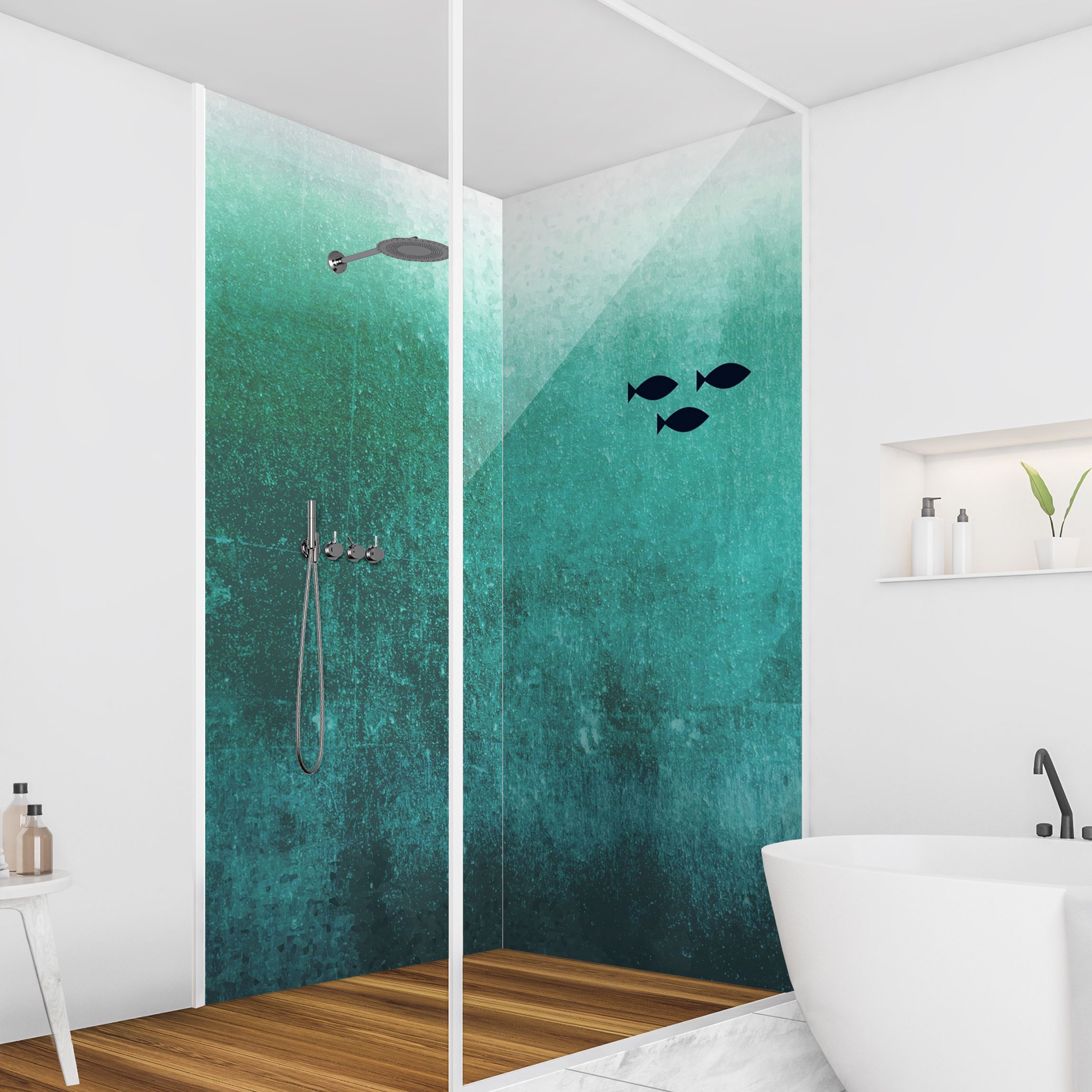 Duschrückwand Fische in der Tiefsee