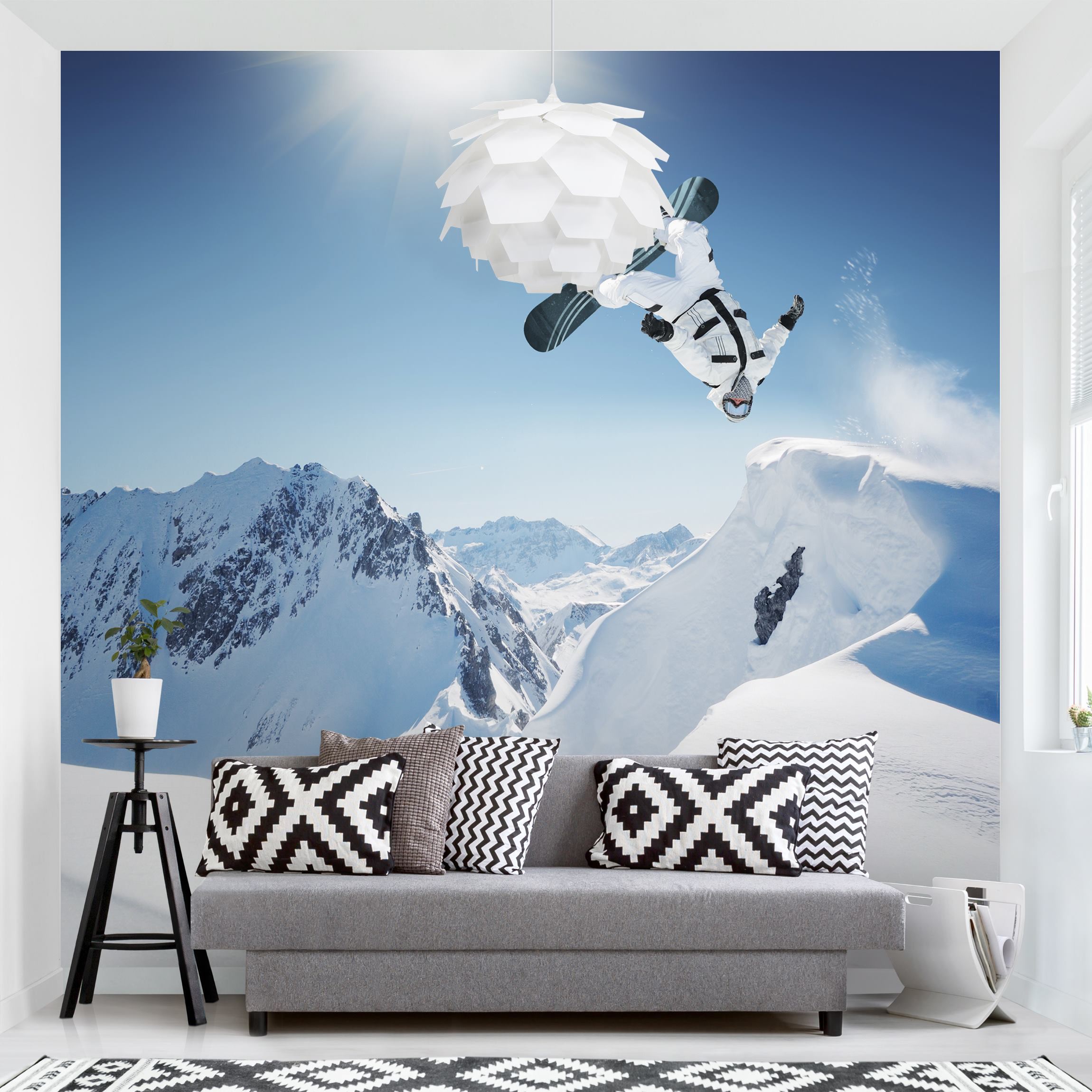 Fototapete Kinderzimmer Fliegender Snowboarder