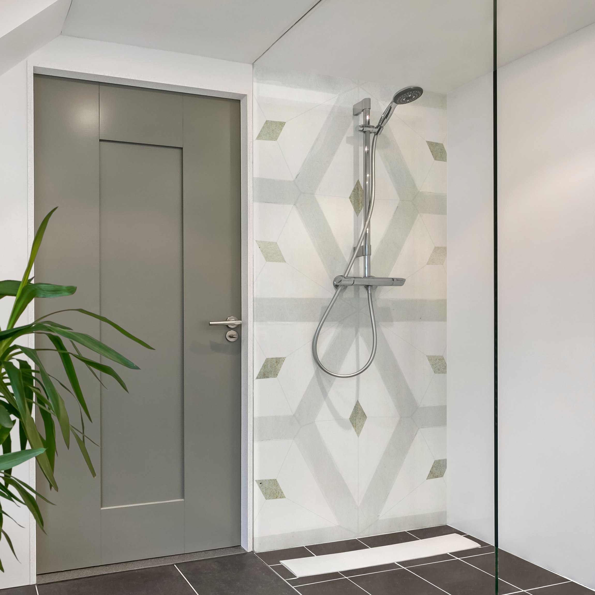 Duschrückwand Fliesen aus Meeresglas