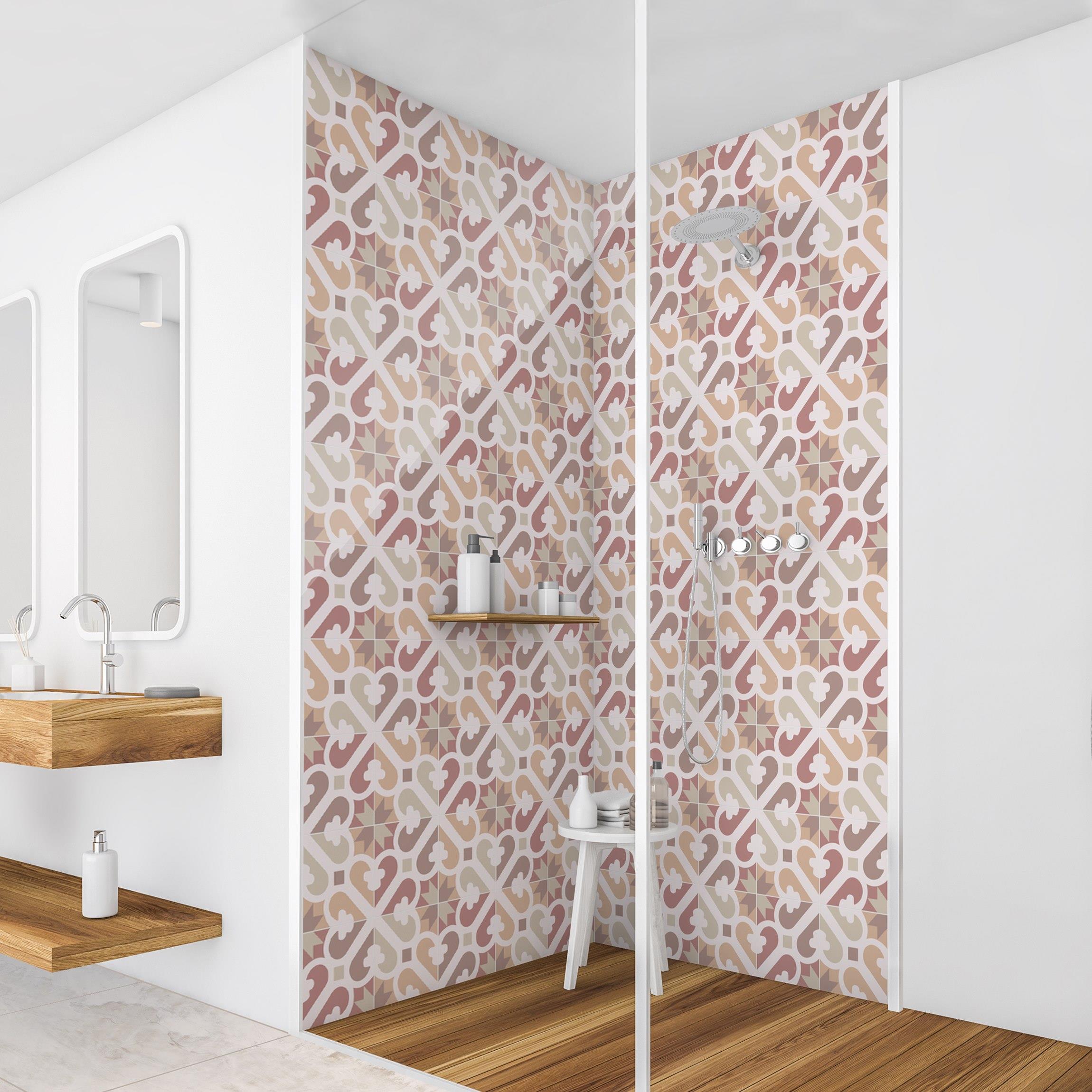 Duschrückwand Geometrische Fliesen - Feuer