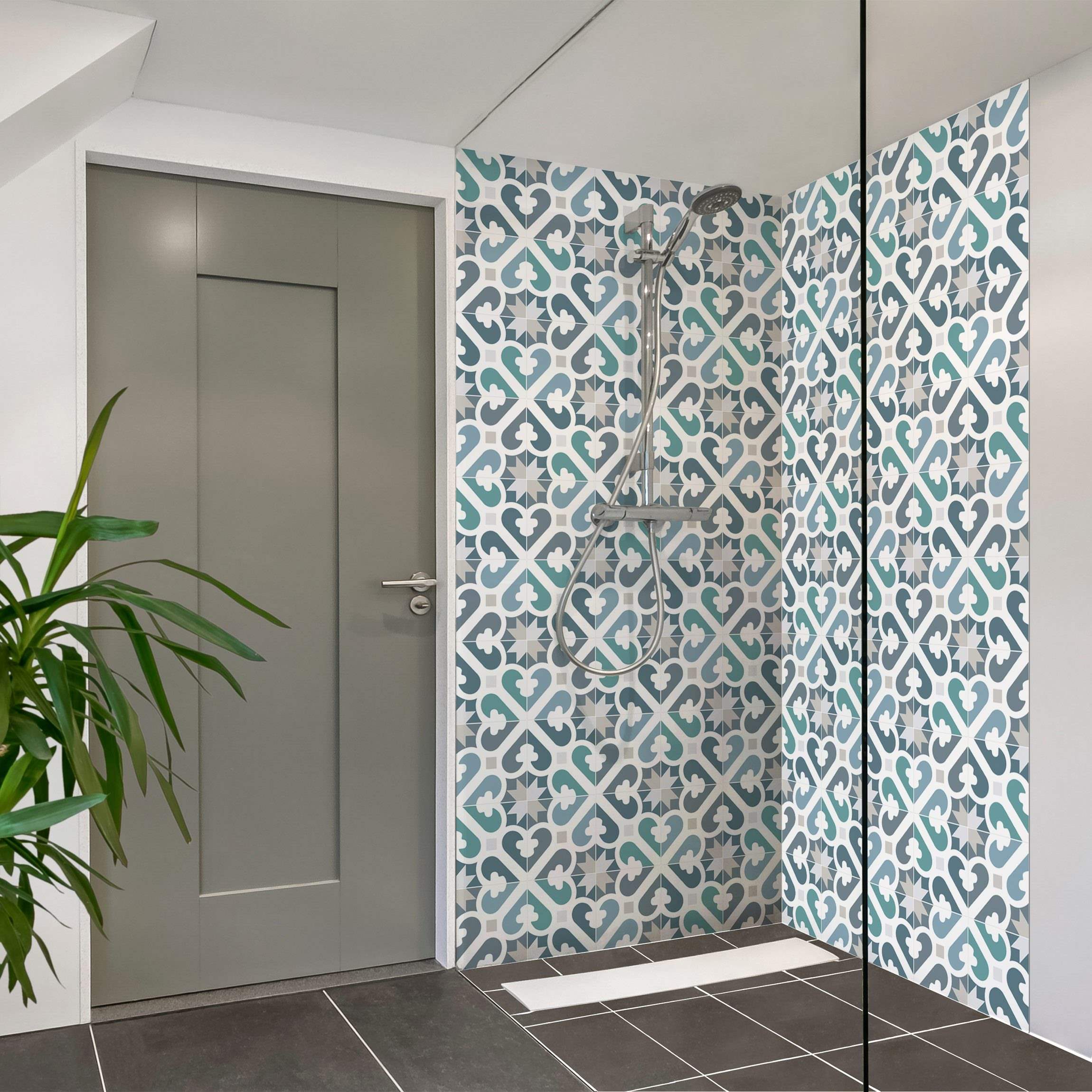 Duschrückwand Geometrische Fliesen - Wasser