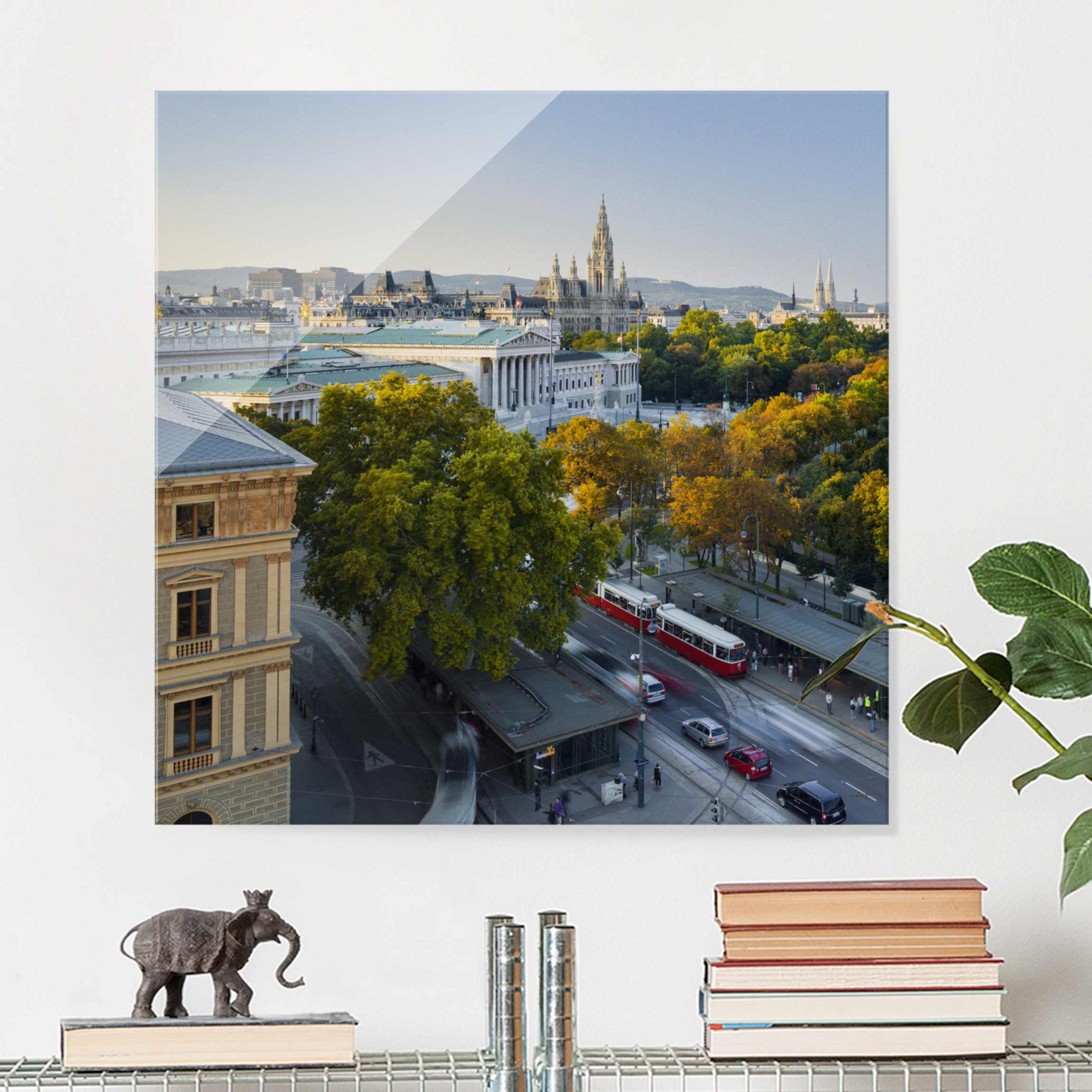 Glasbild - Quadrat Blick über Wien