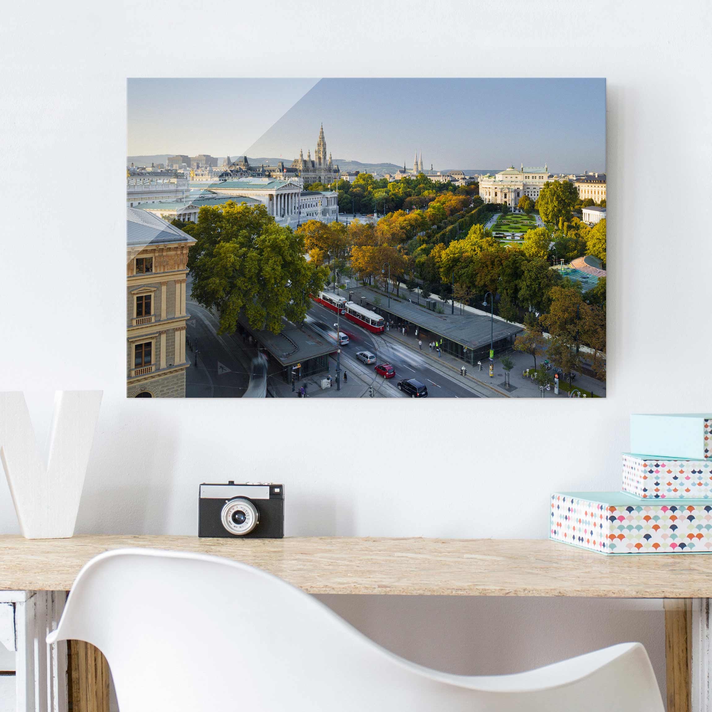 Glasbild - Querformat Blick über Wien