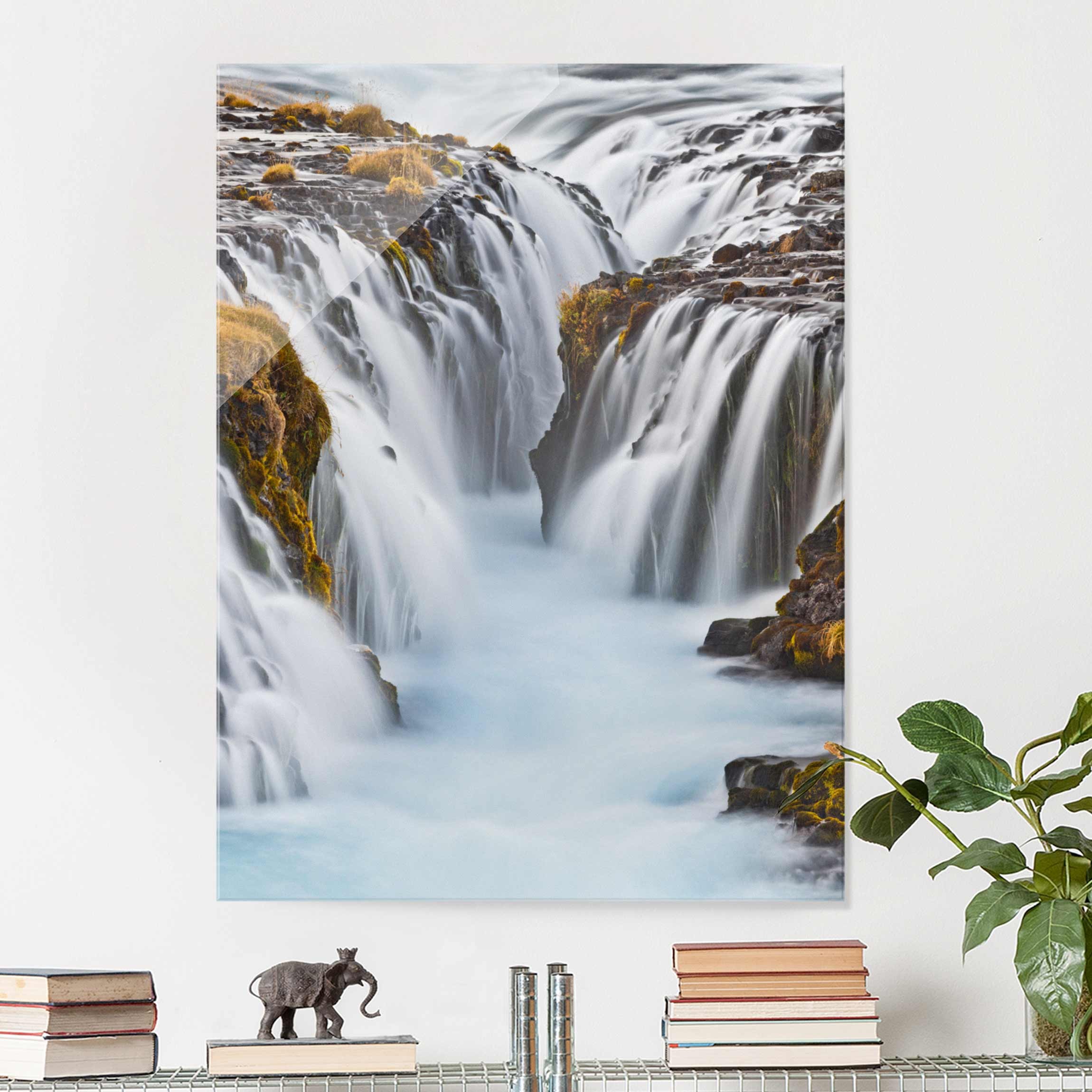 Glasbild - Hochformat Brúarfoss Wasserfall in Island
