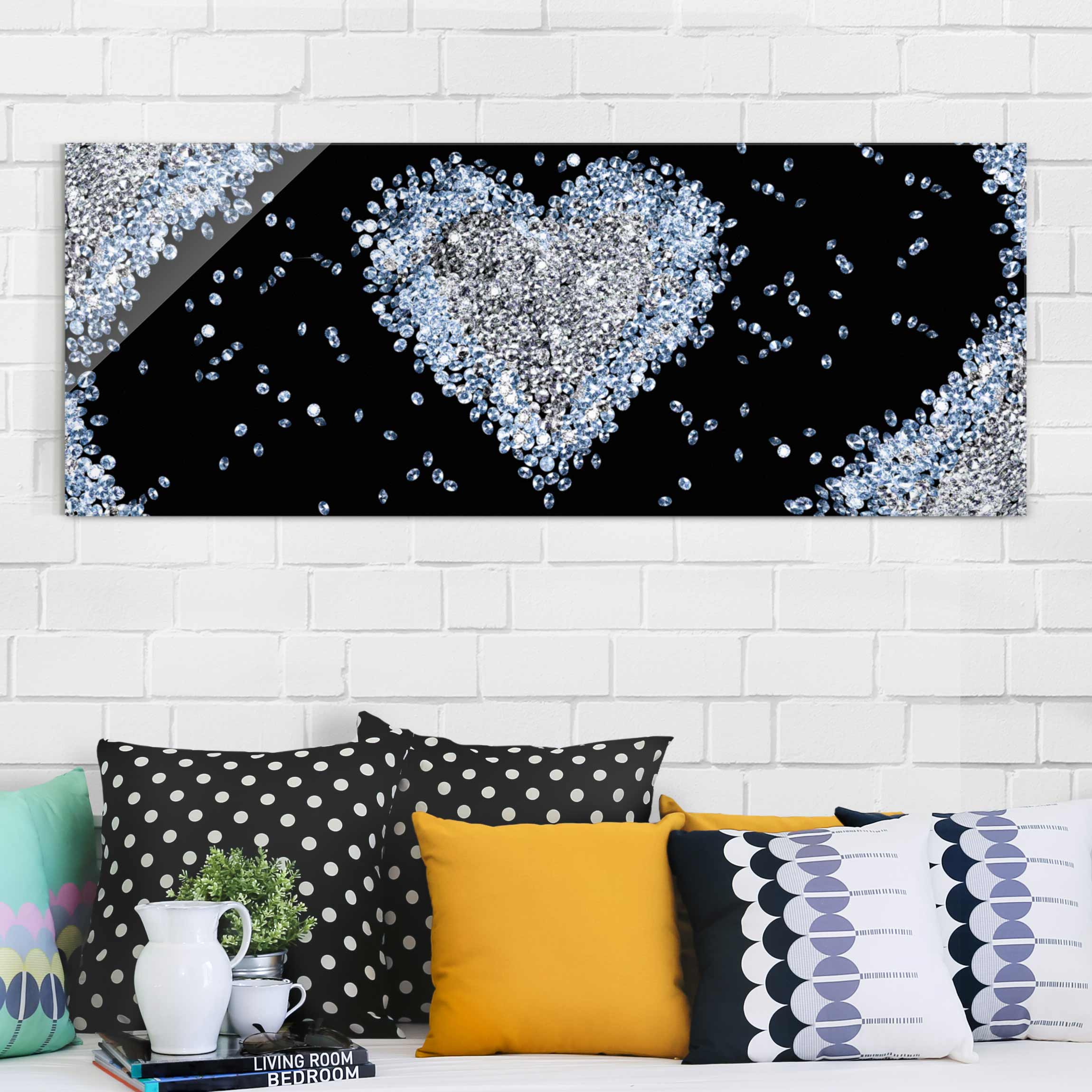 Glasbild - Panorama Diamant Herz