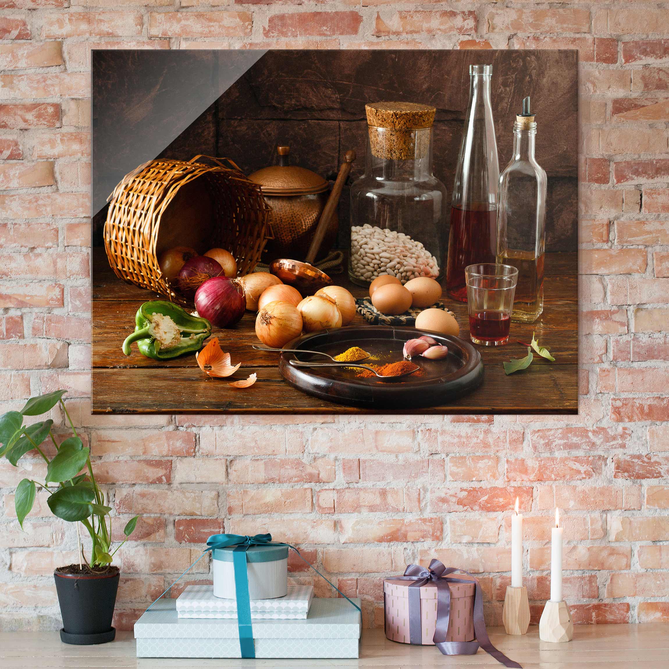 Glasbild Küche Düfte beim Kochen