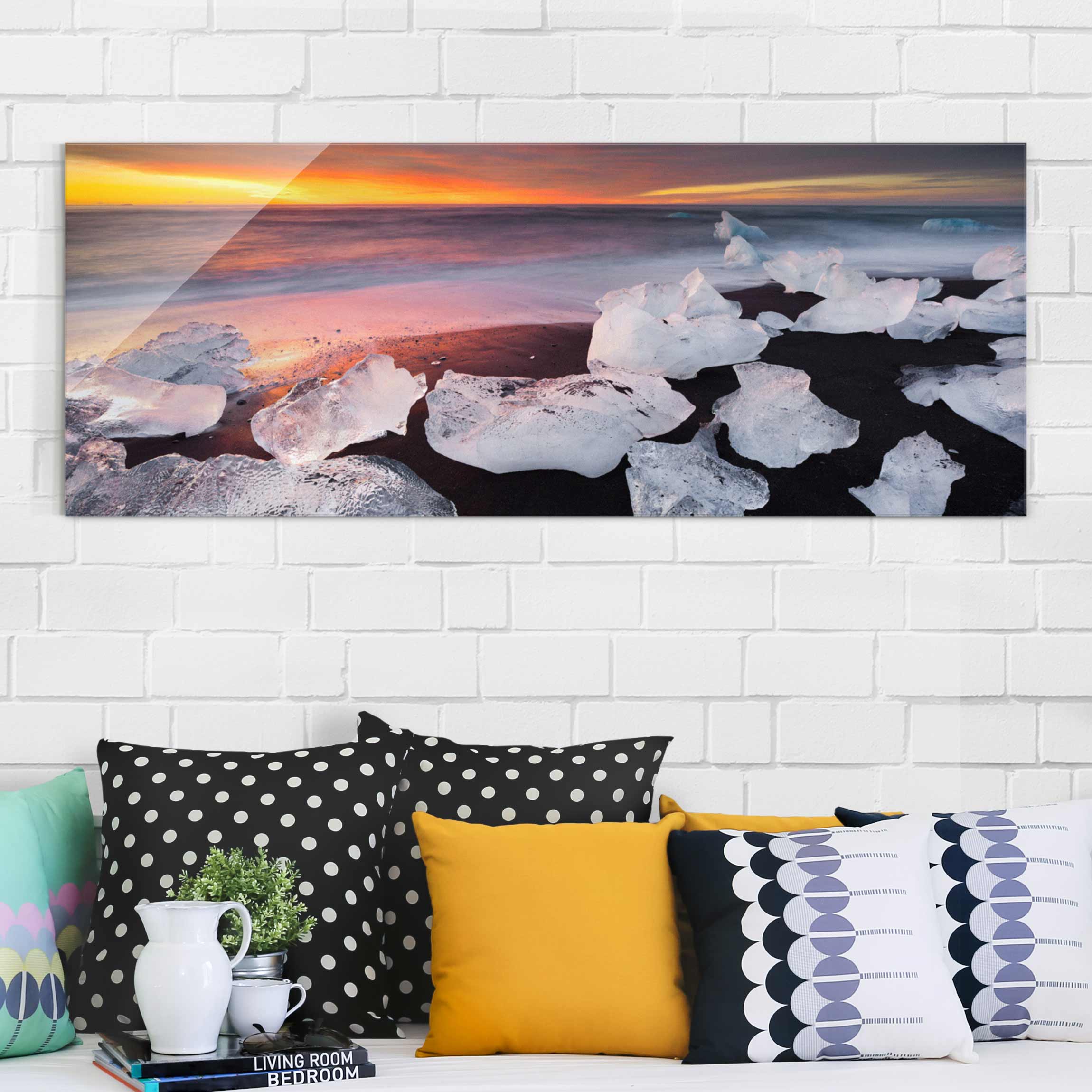 Glasbild - Panorama Eisbrocken Jökulsárlon Island