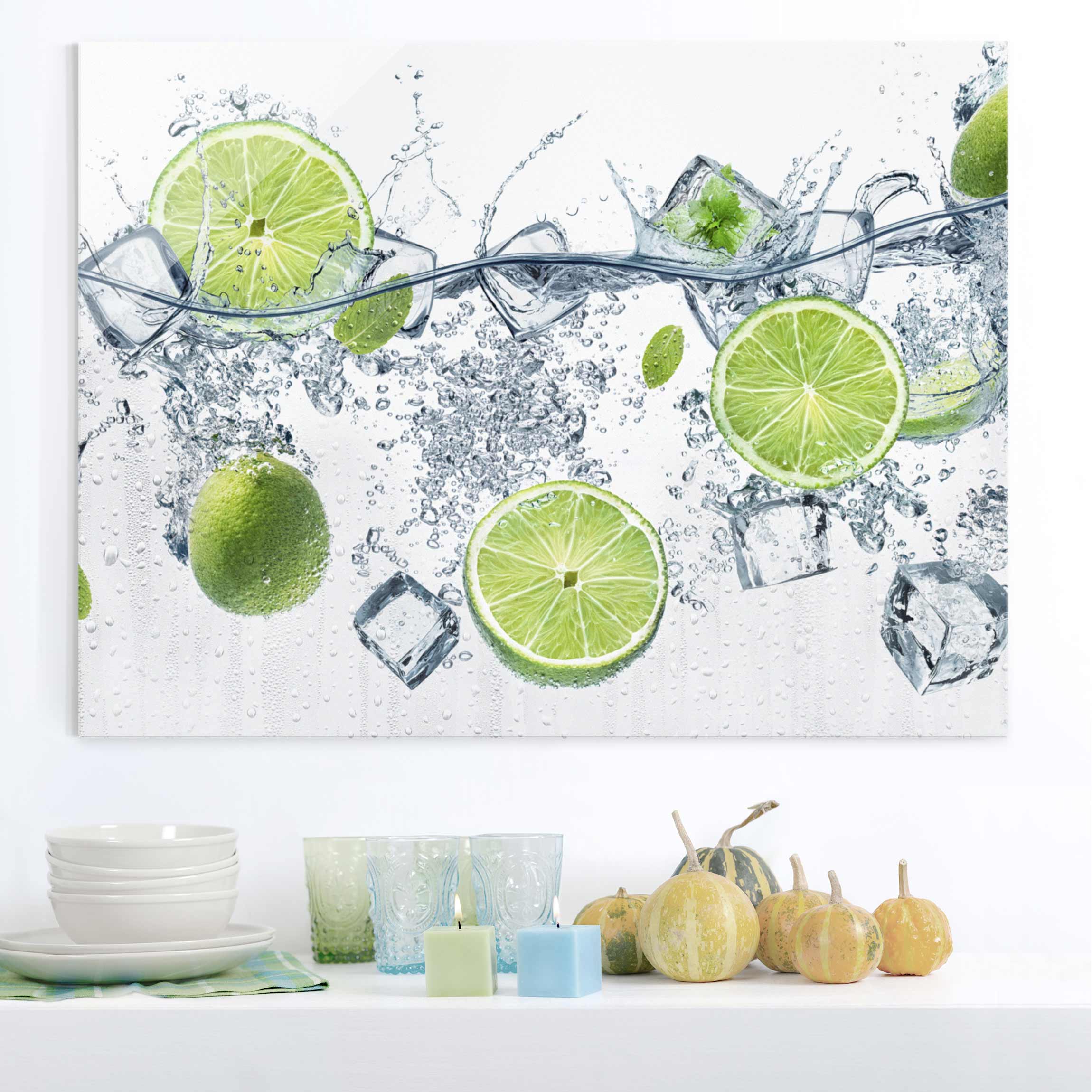 Glasbild Küche Erfrischende Limette