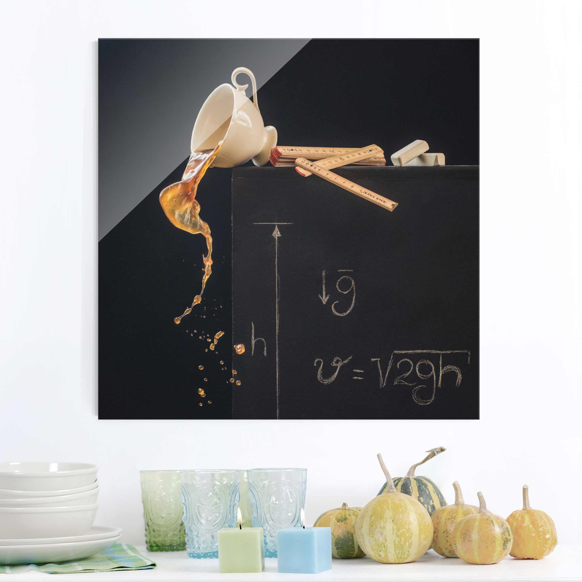 Glasbild Küche Freier Fall