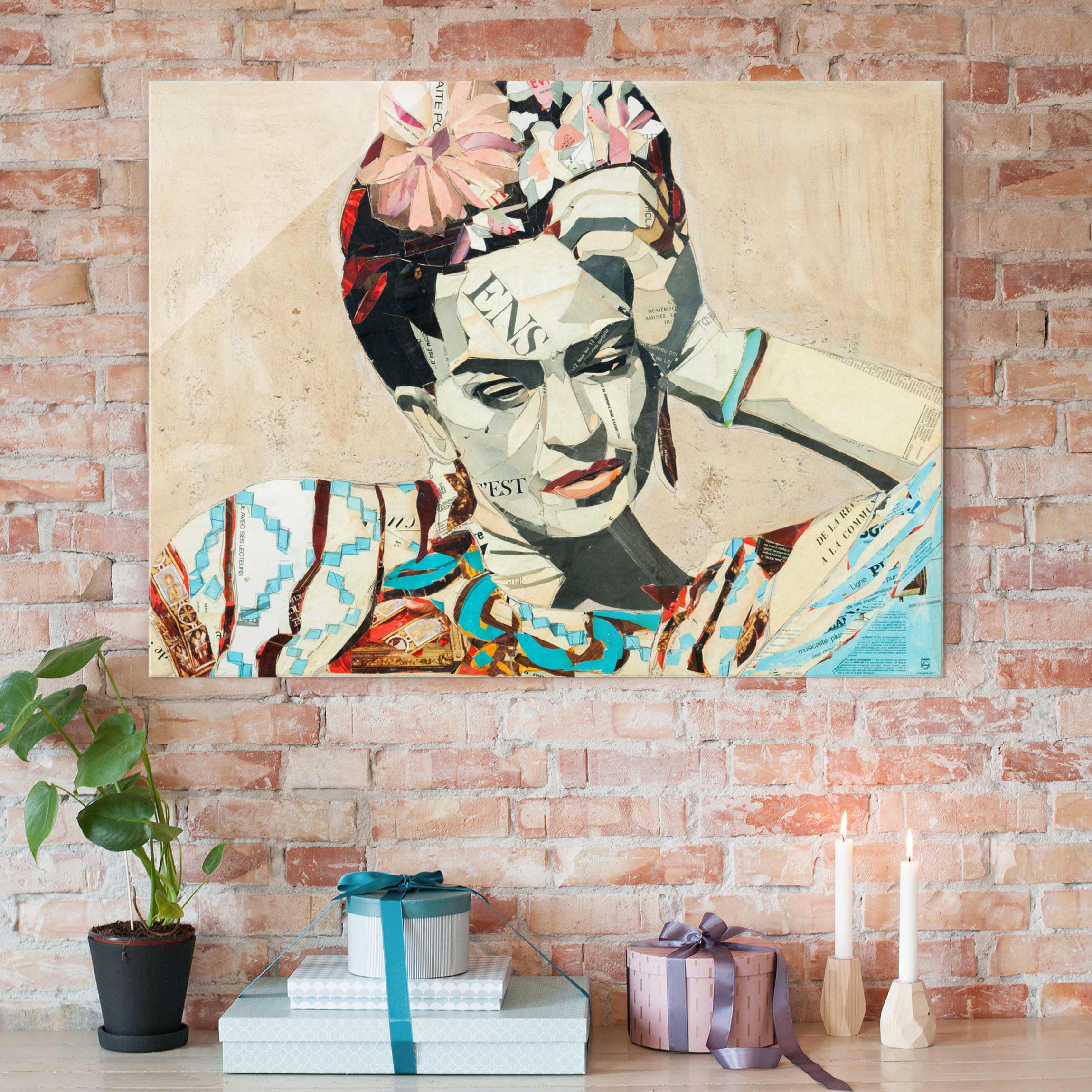 Glasbild - Querformat Frida Kahlo - Collage No.1