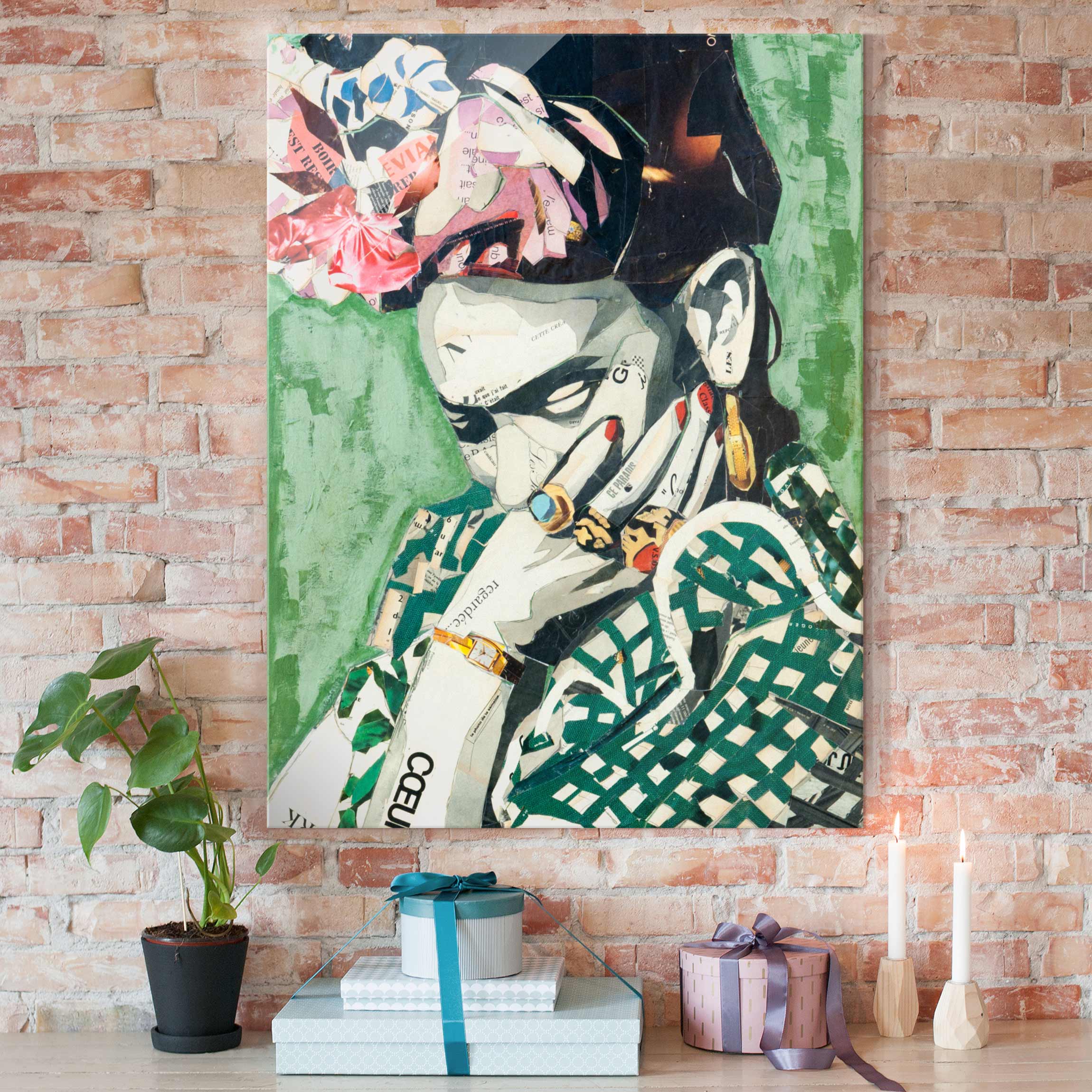 Glasbild Kunstdruck Frida Kahlo - Collage No.3