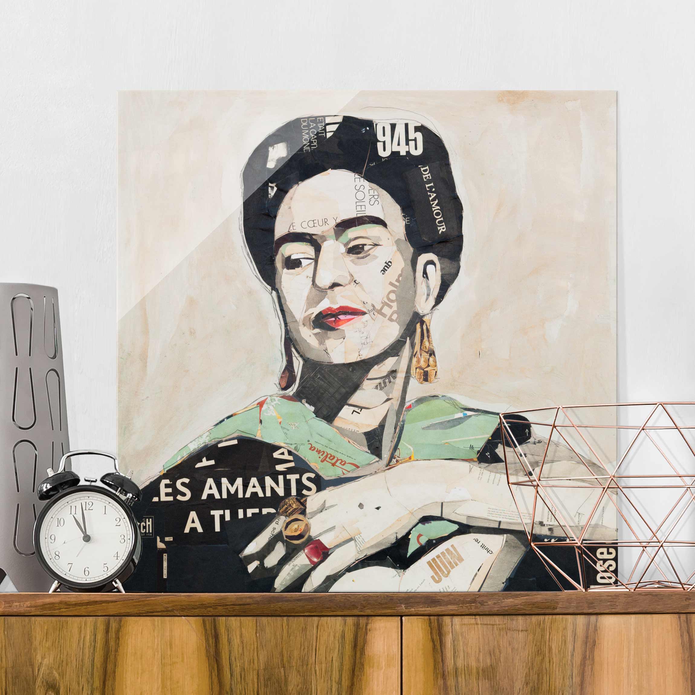 Glasbild Kunstdruck Frida Kahlo - Collage No.4
