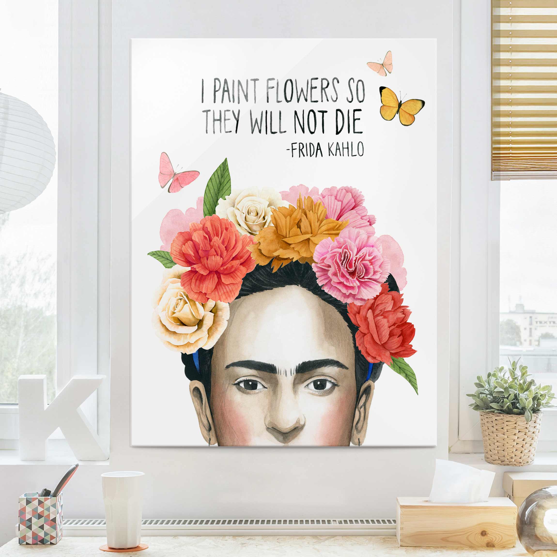Glasbild - Hochformat Fridas Gedanken - Blumen
