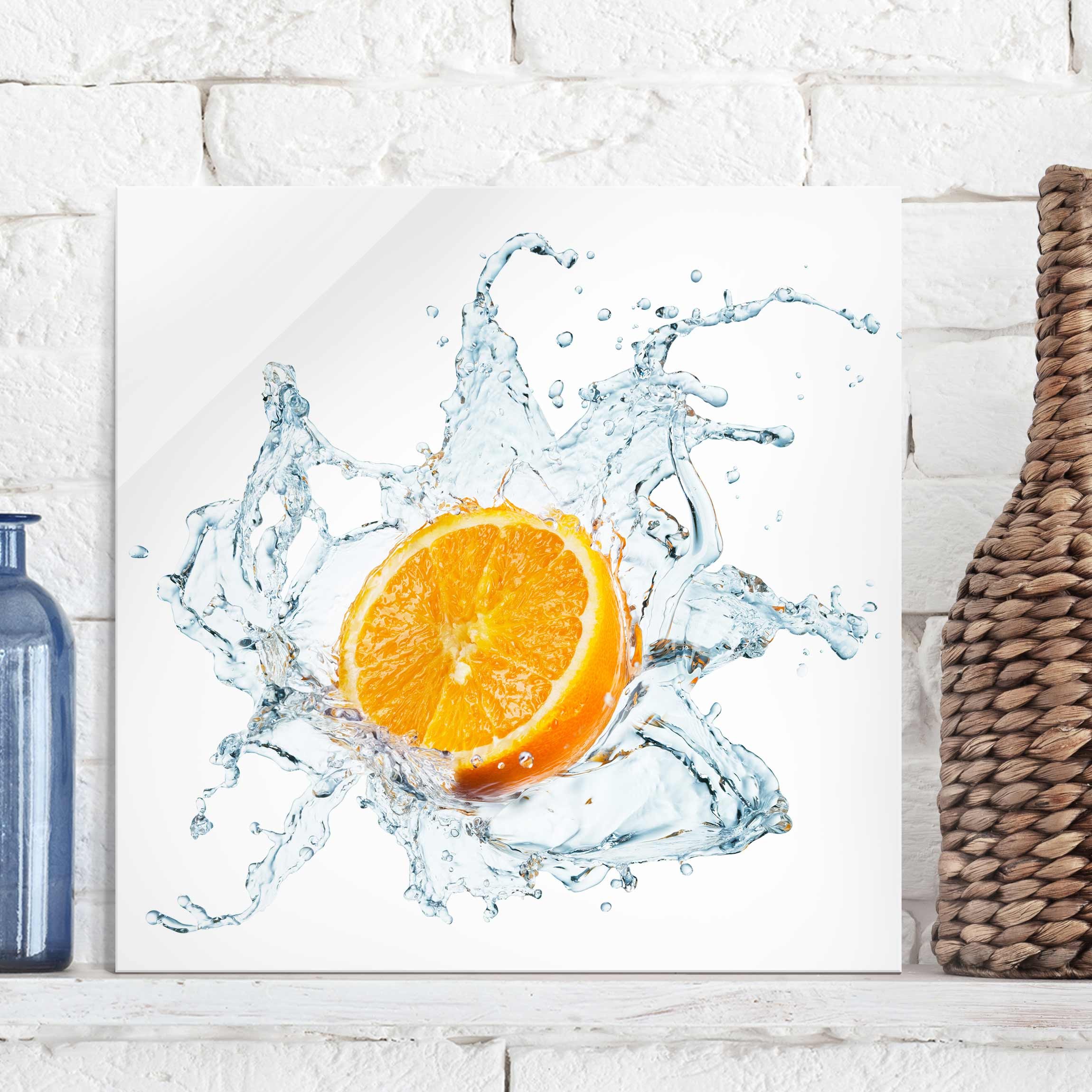 Glasbild Küche Frische Orange