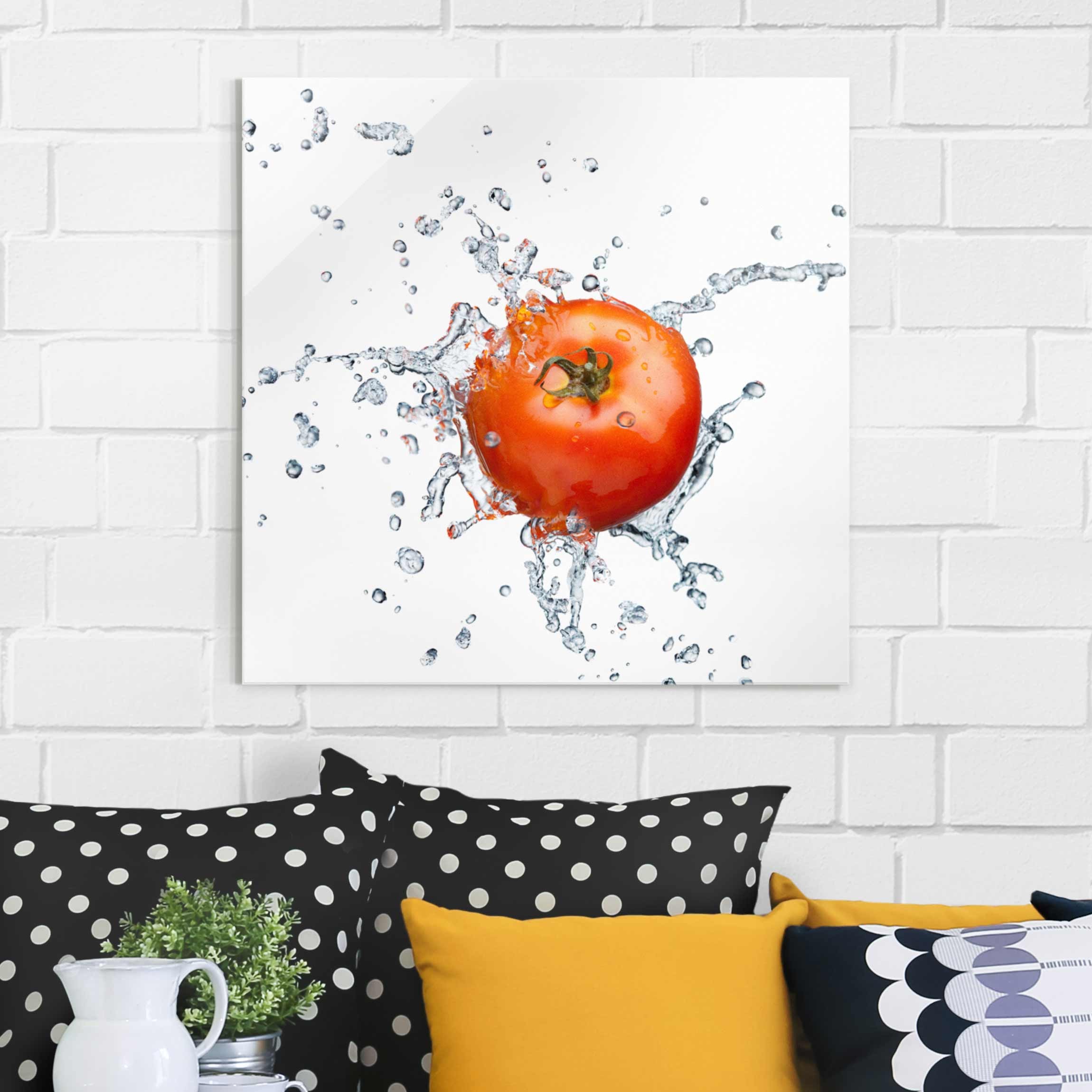 Glasbild Küche Frische Tomate