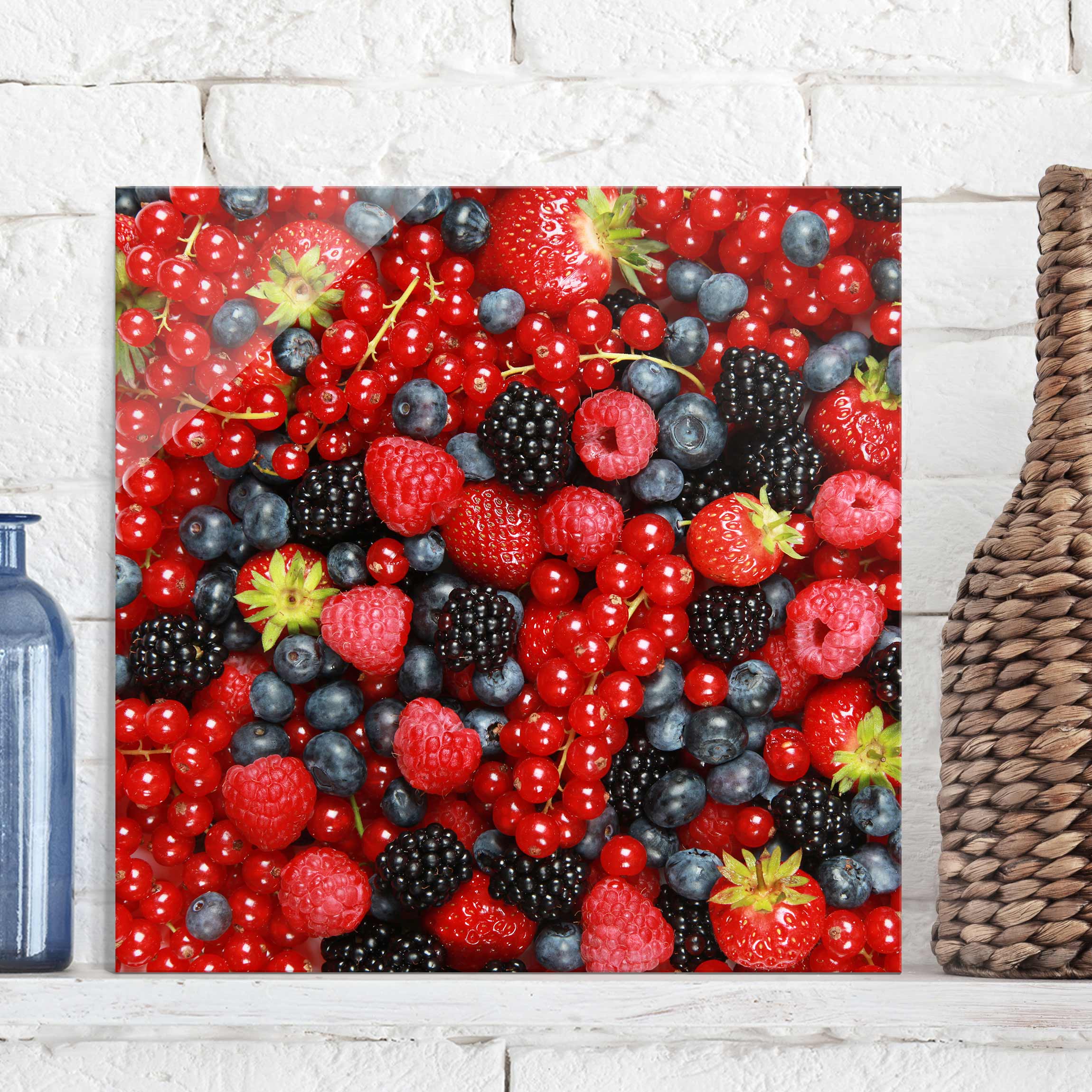 Glasbild Küche Fruchtige Waldbeeren