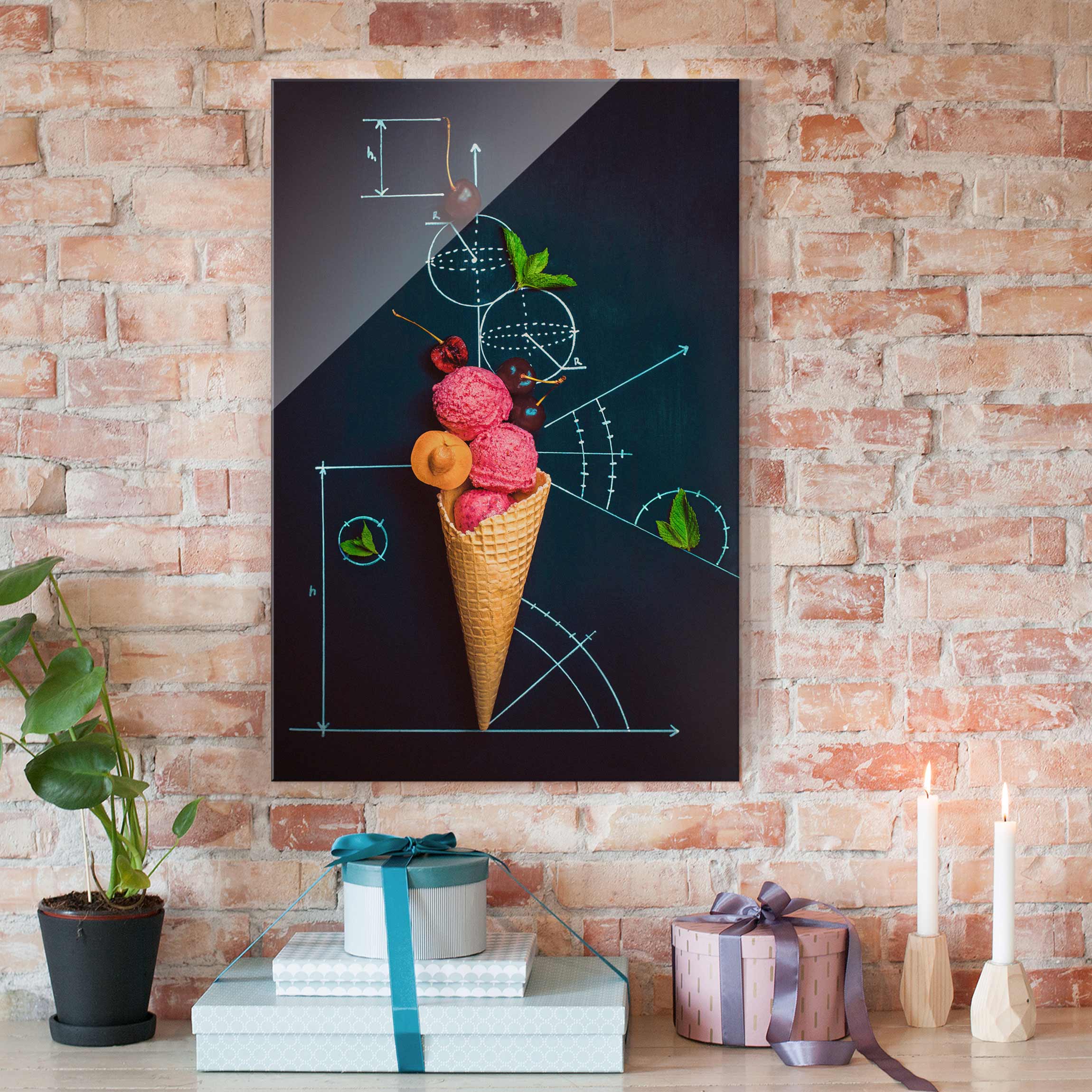 Glasbild Küche Geometrie im Sommer