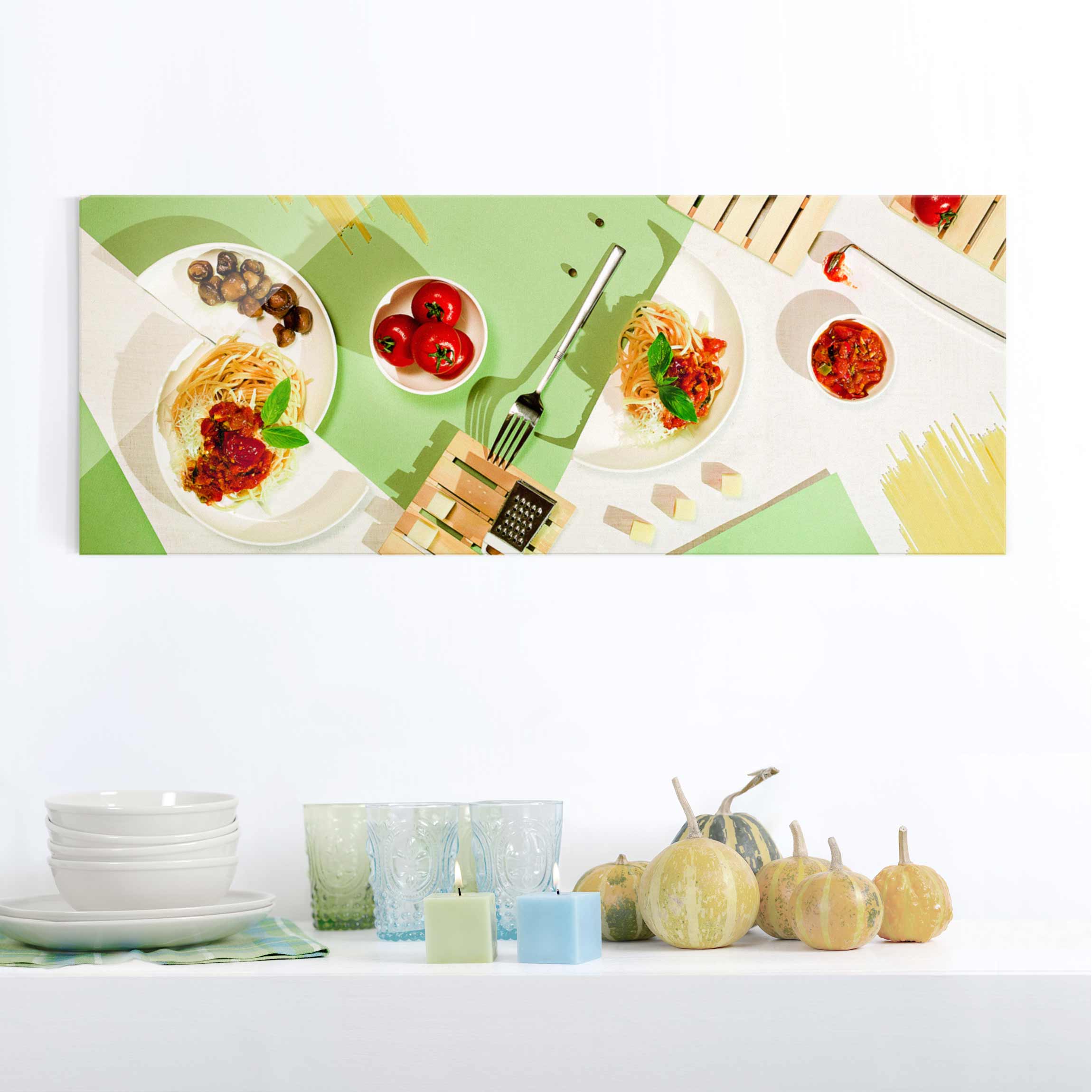 Glasbild - Panorama Geometrie in der Küche