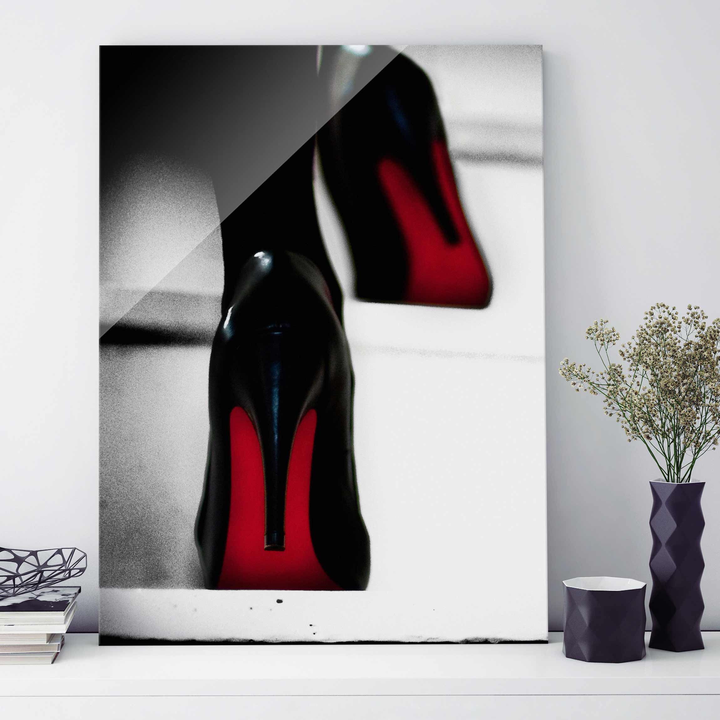 Glasbild - Hochformat High Heels in Rot