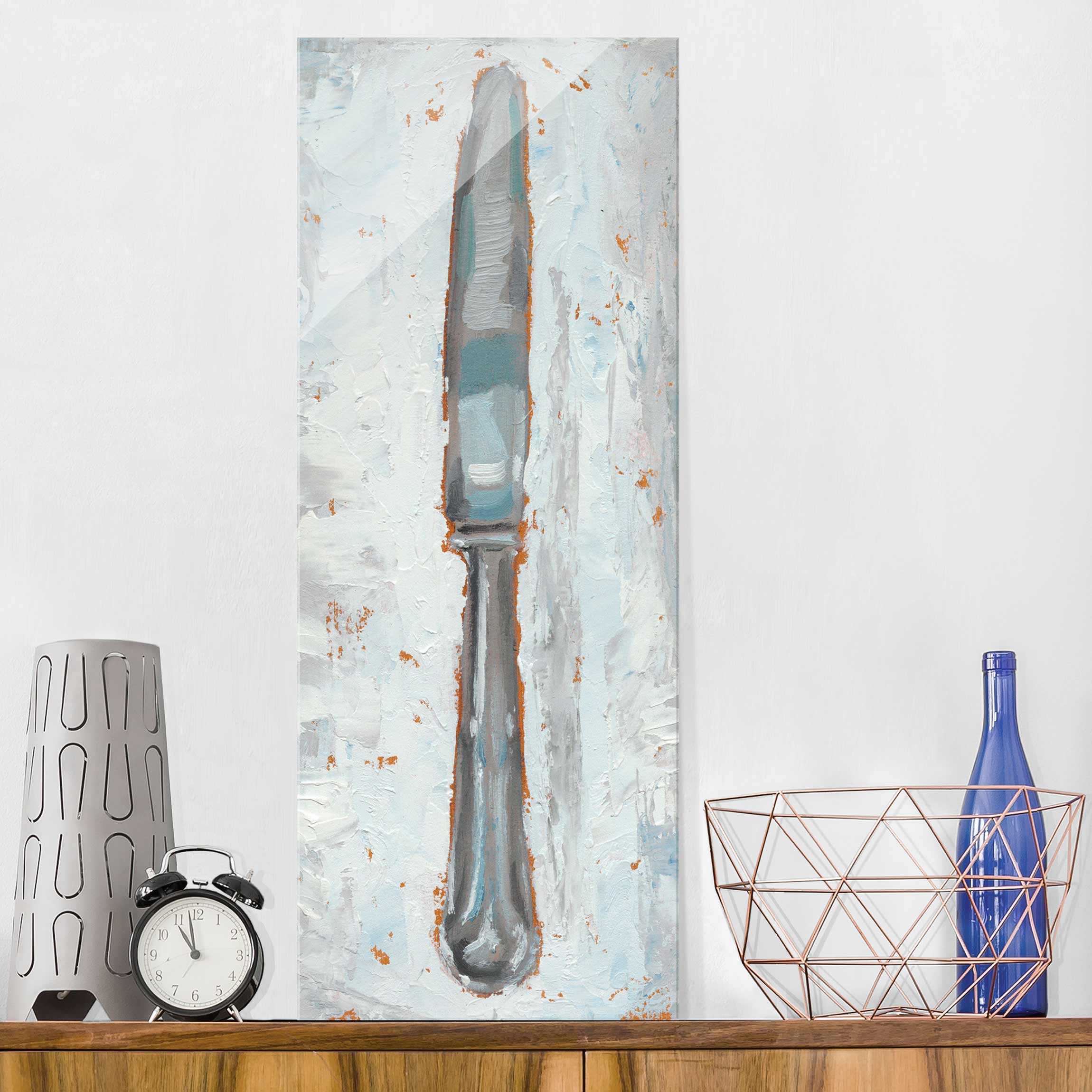 Glasbild Küche Impressionistisches Besteck - Messer