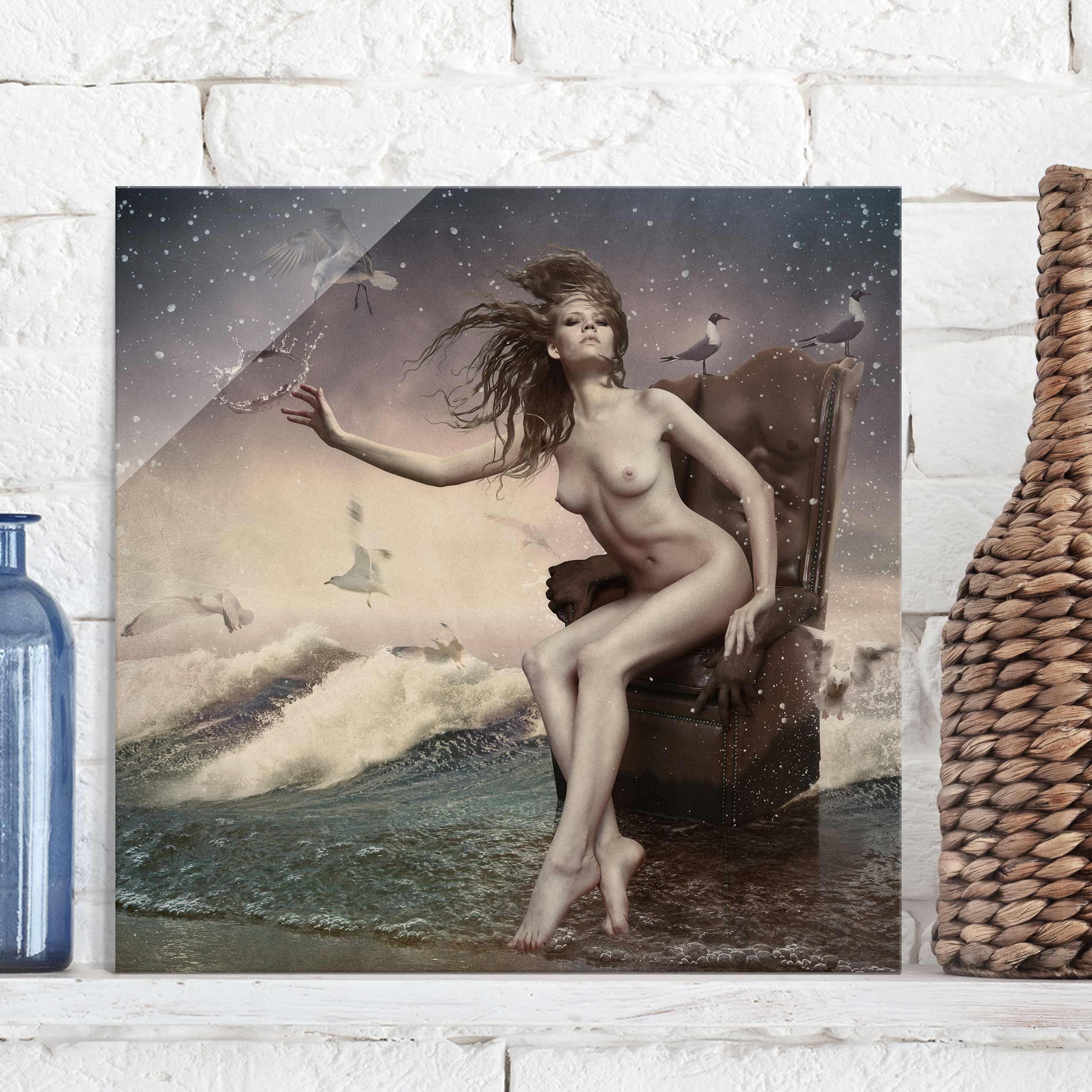 Glasbild Akt & Erotik In der Brandung