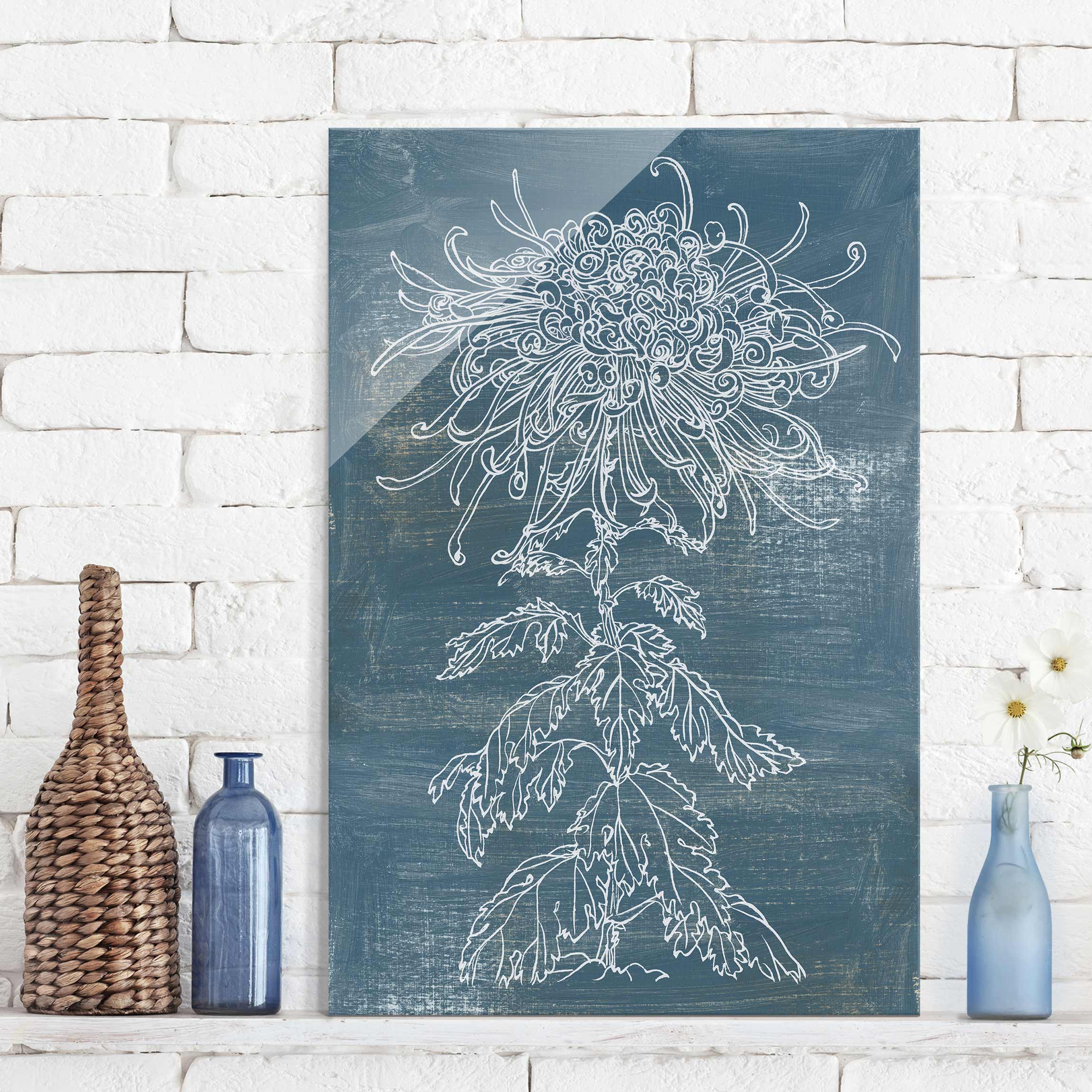 Glasbild Botanik Indigo-Pflanzen I