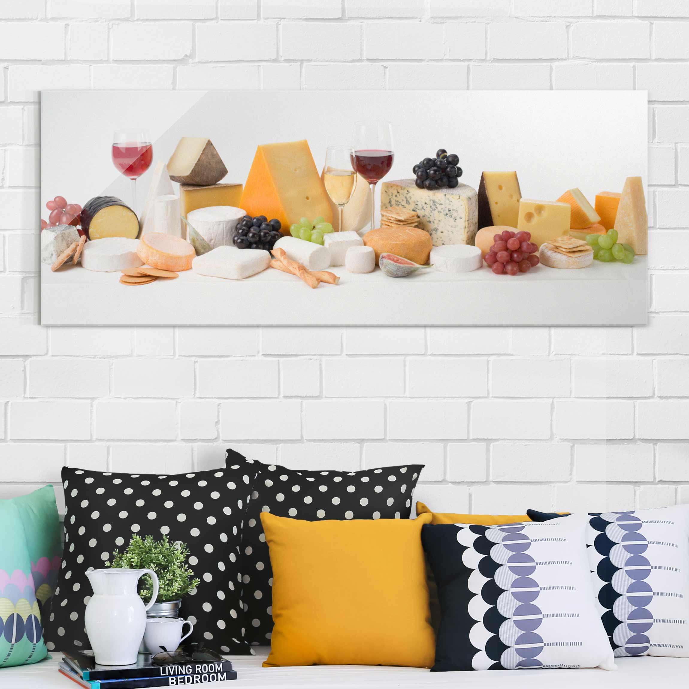 Glasbild Küche Käse-Variationen