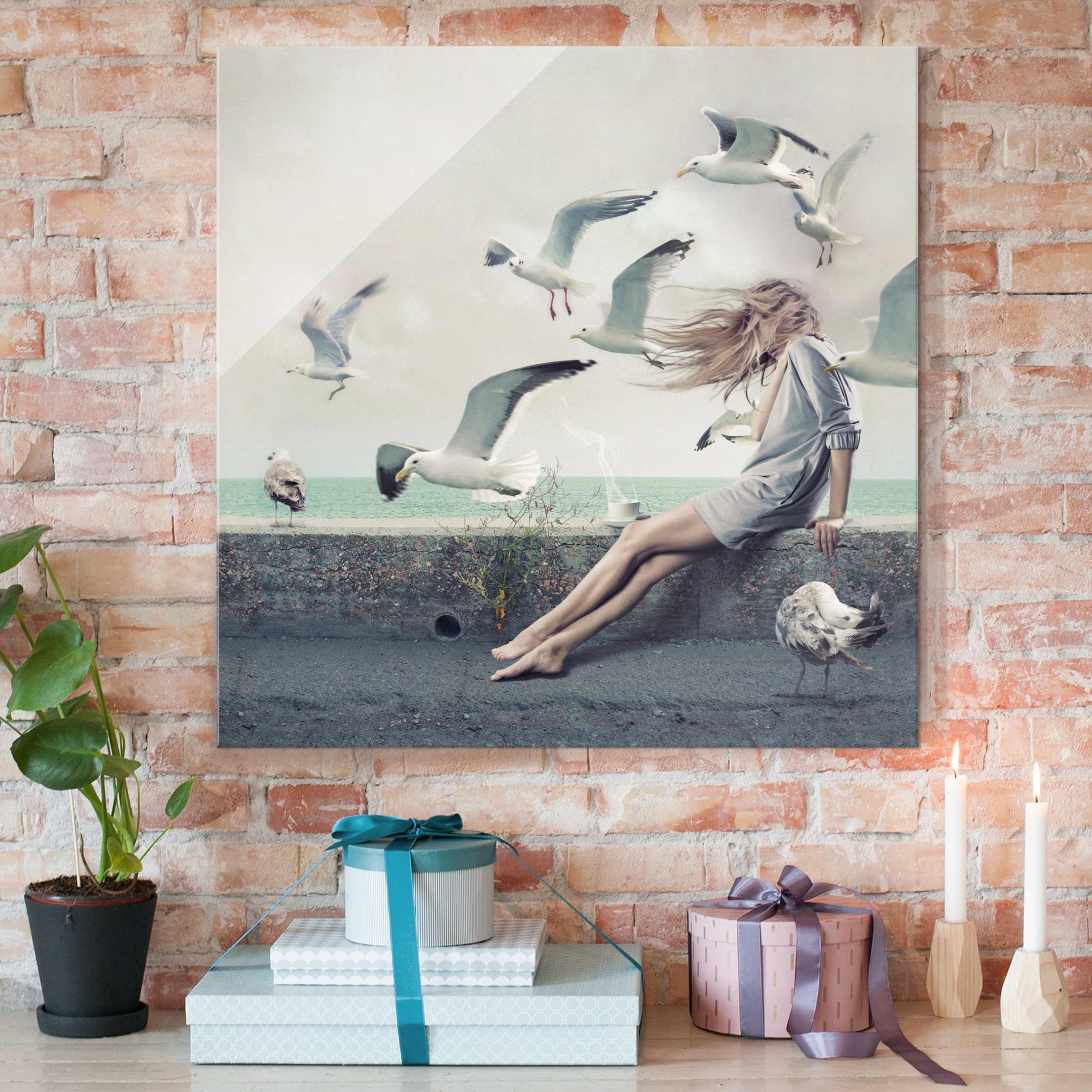 Glasbild Akt & Erotik Kaffee am Meer