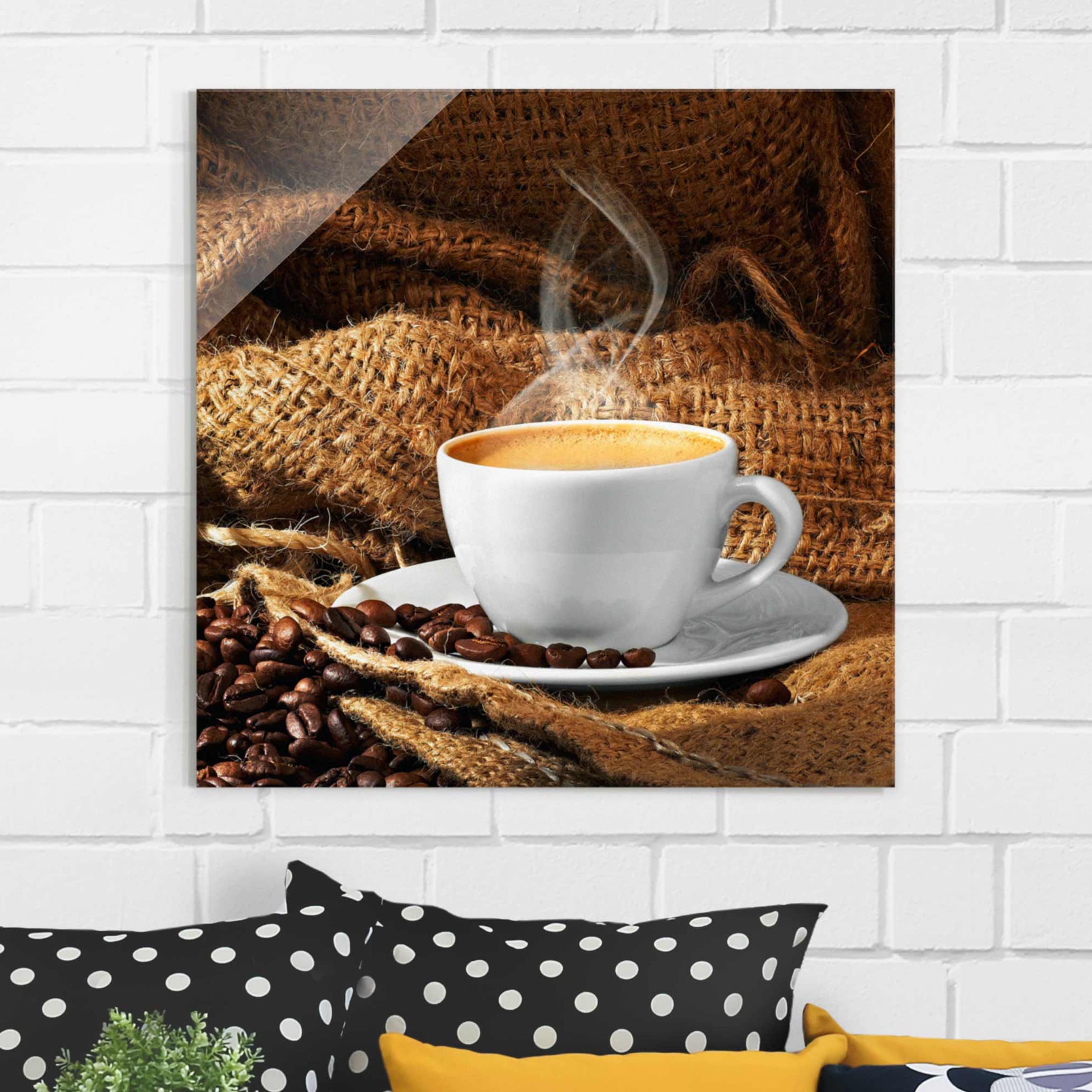 Glasbild Küche Kaffee am Morgen