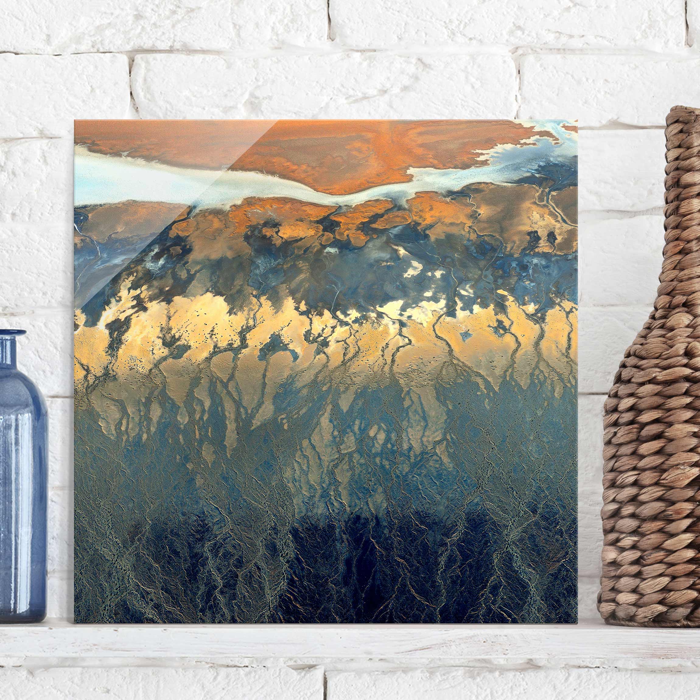 Glasbild - Quadrat Kalifornien aus der Luft