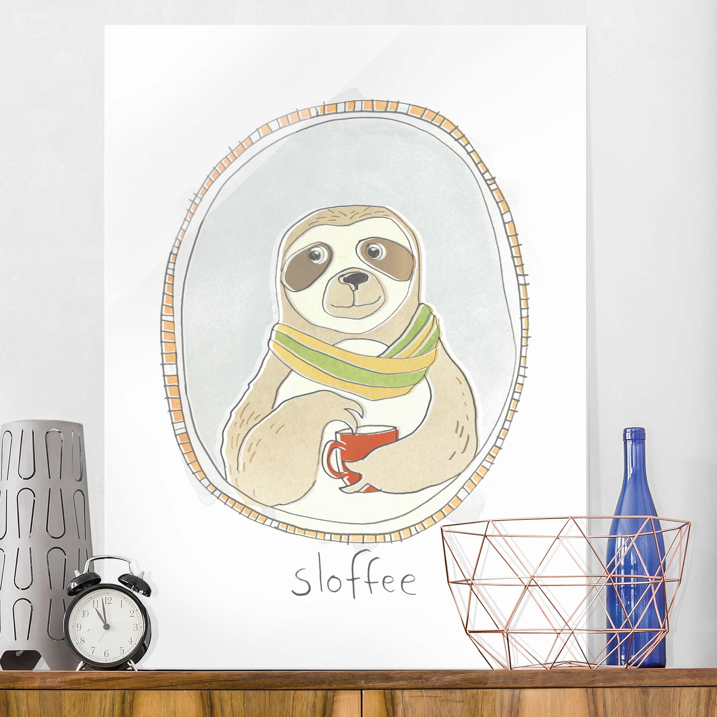 Glasbild Tiere Koffeinhaltiges Faultier