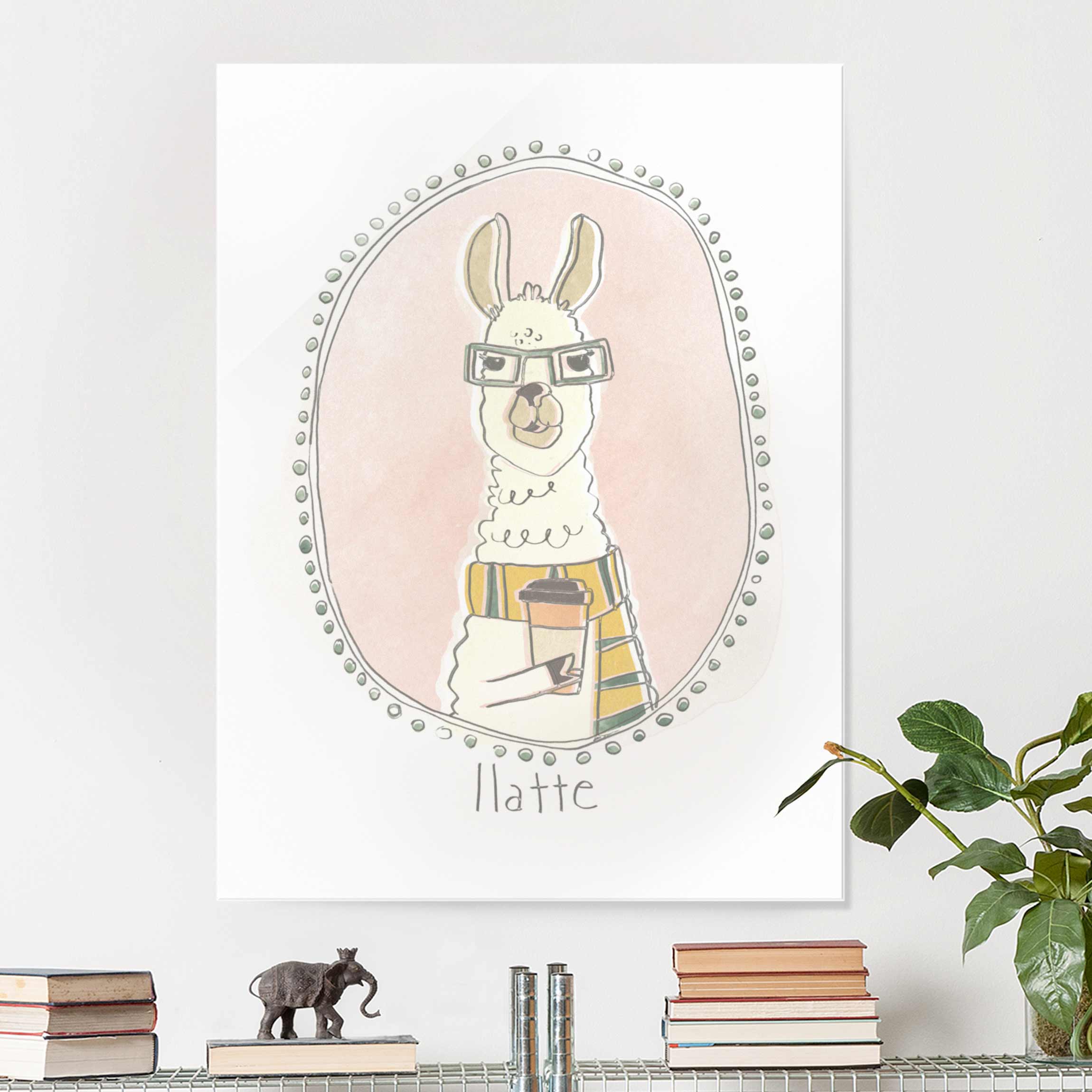 Glasbild Tiere Koffeinhaltiges Lama