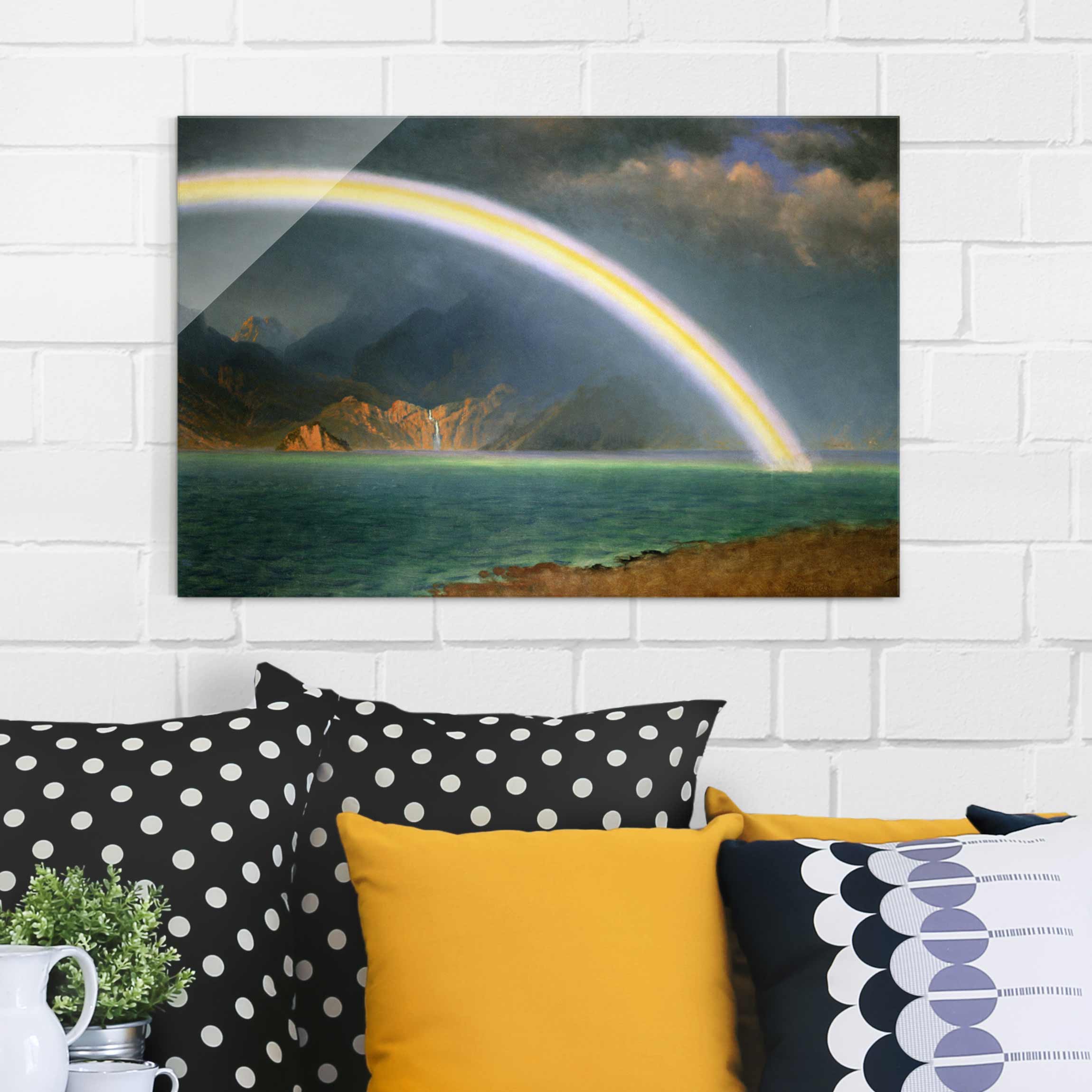 Glasbild - Querformat Albert Bierstadt - Regenbogen über Jenny Lake