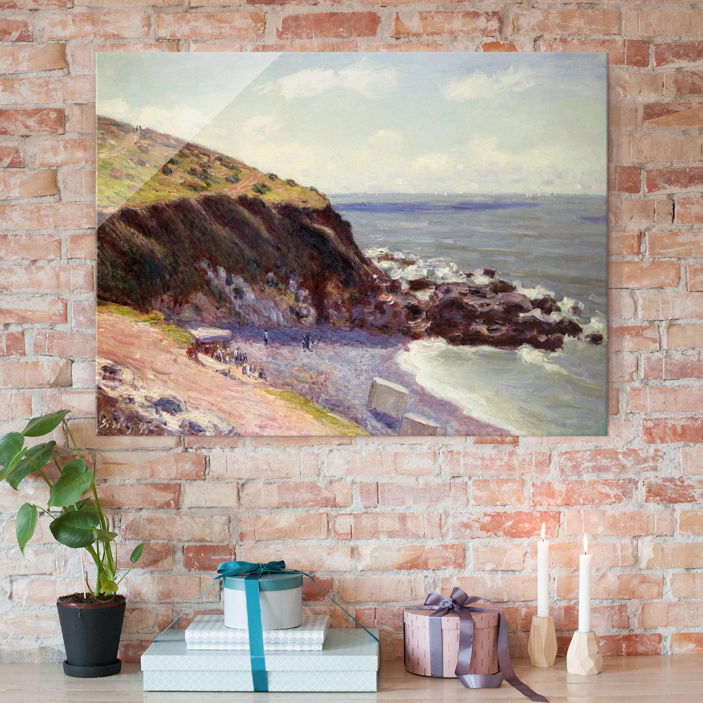 Glasbild Kunstdruck - Querformat Alfred Sisley - Lady's Cove - Langland Bay