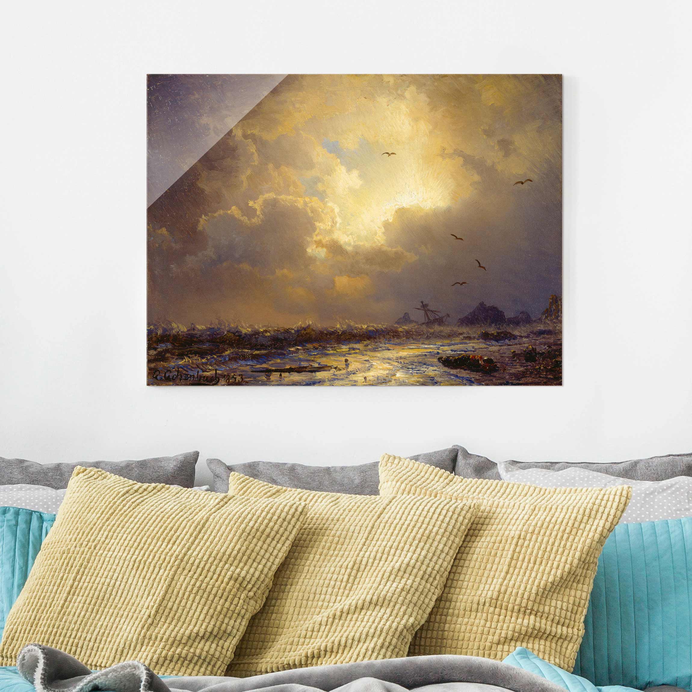 Glasbild Kunstdruck Andreas Achenbach - Nach dem Sturm