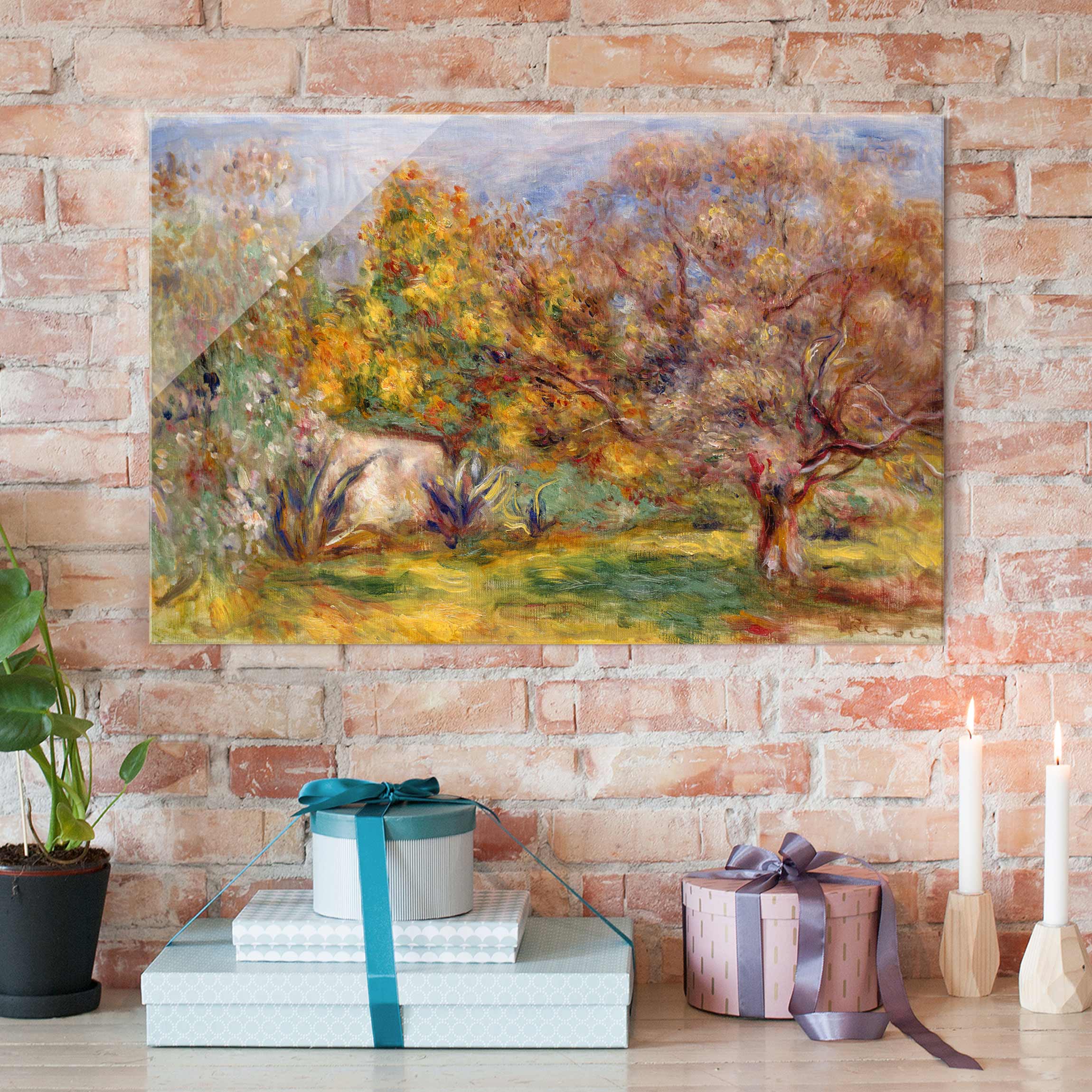 Glasbild - Querformat Auguste Renoir - Garten mit Olivenbäumen