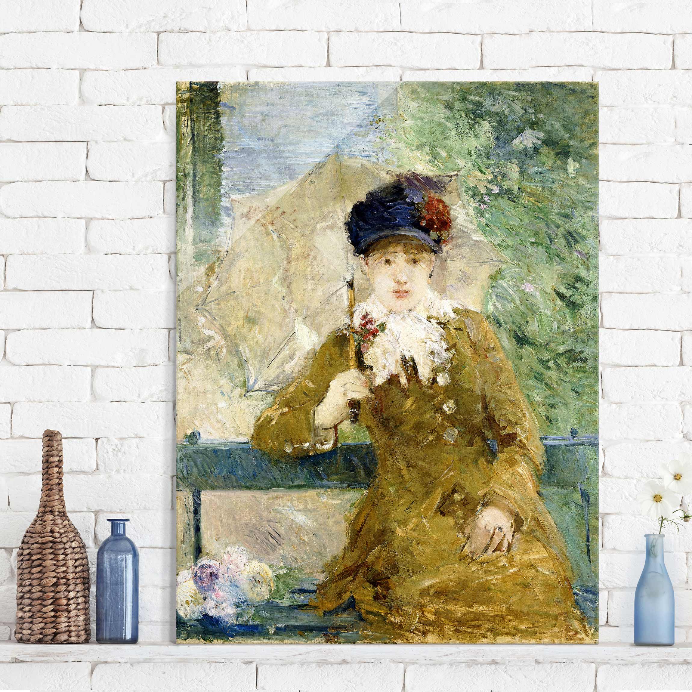 Glasbild Kunstdruck Berthe Morisot - Dame mit Sonnenschirm