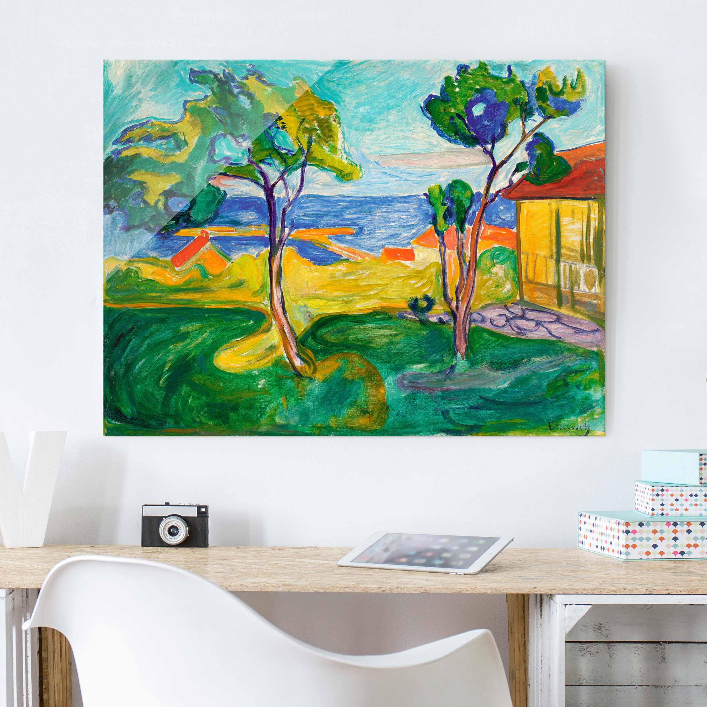 Glasbild - Querformat Edvard Munch - Der Garten