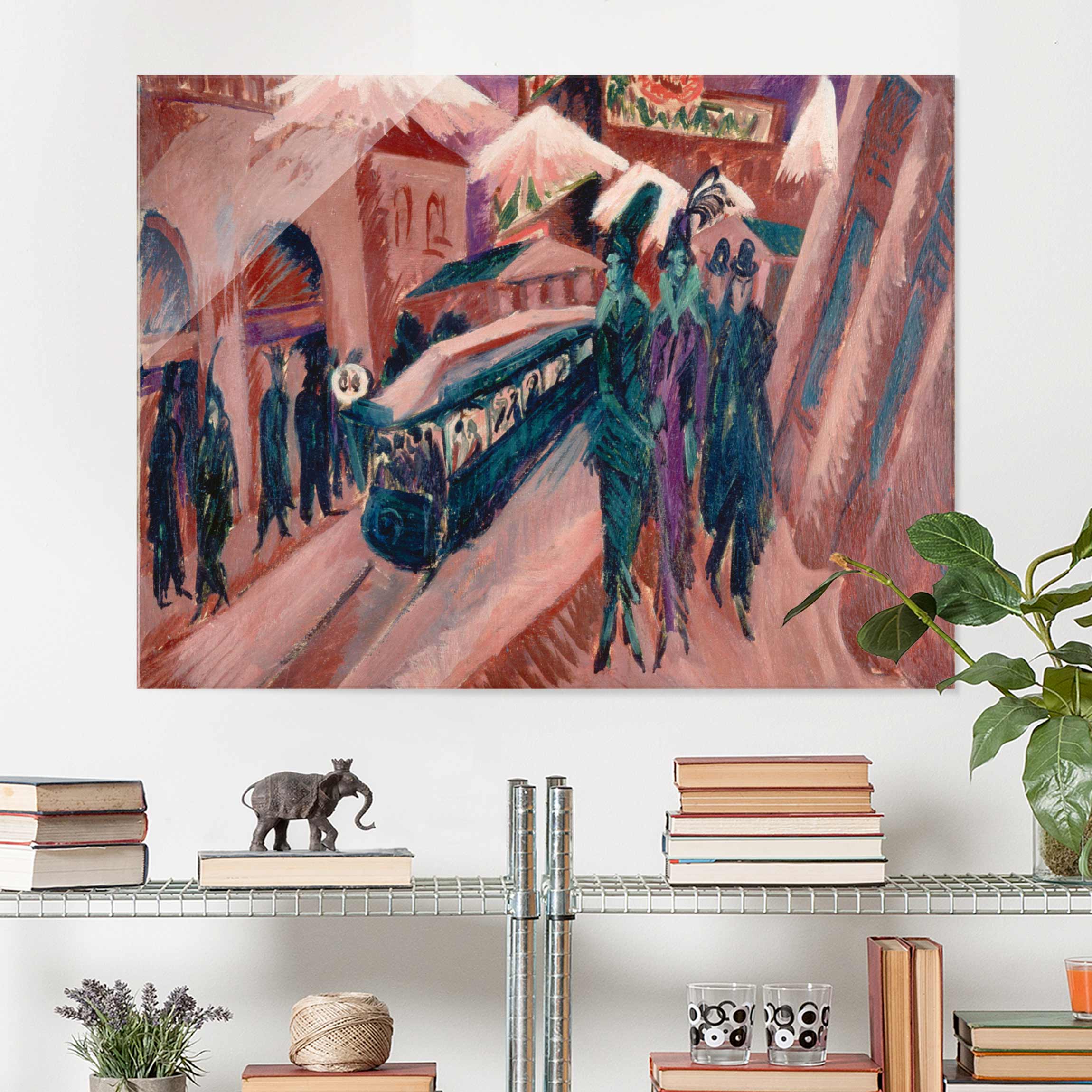 Glasbild - Querformat Ernst Ludwig Kirchner - Leipziger Straße mit Bahn