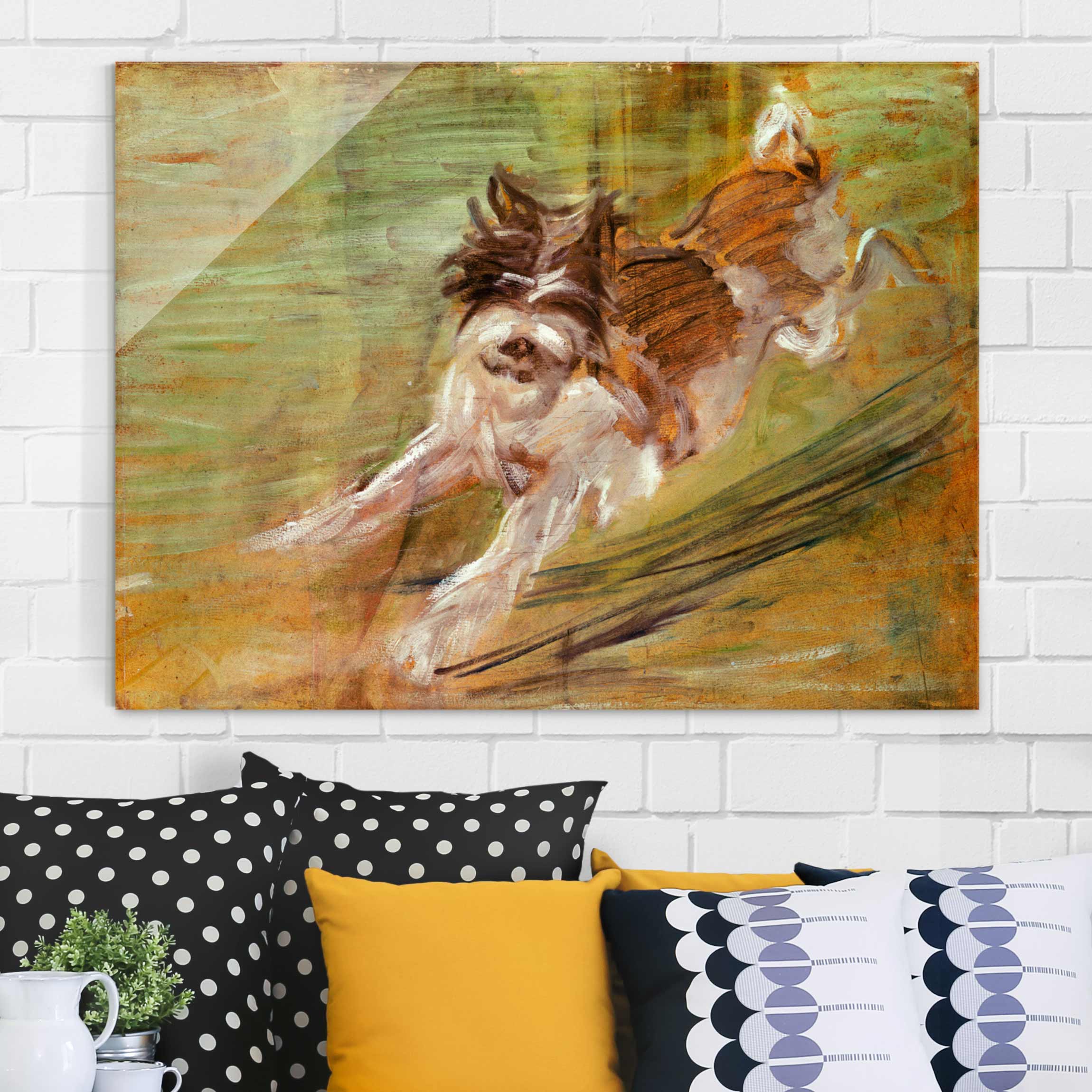 Glasbild - Querformat Franz Marc - Springender Hund