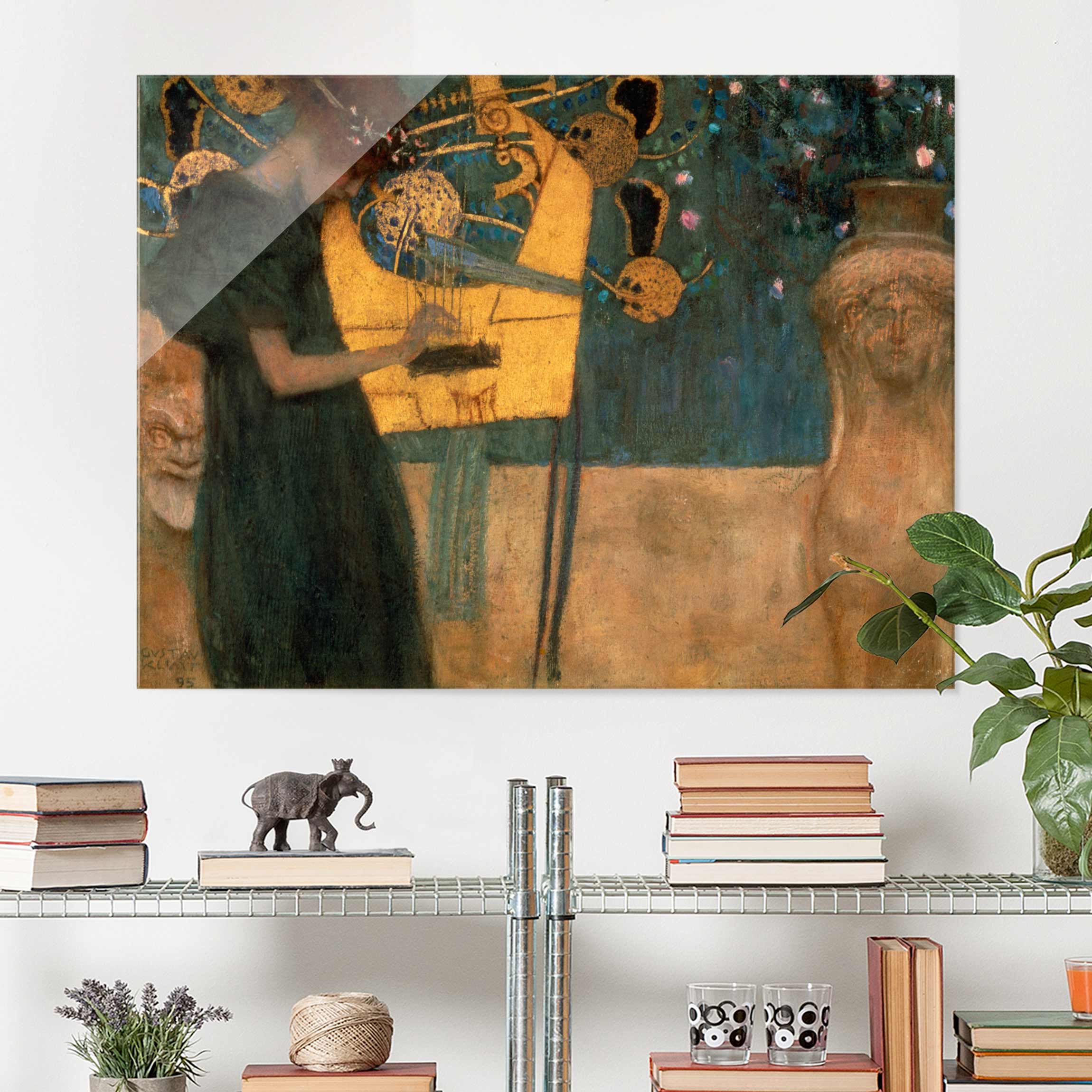 Glasbild Kunstdruck Gustav Klimt - Die Musik