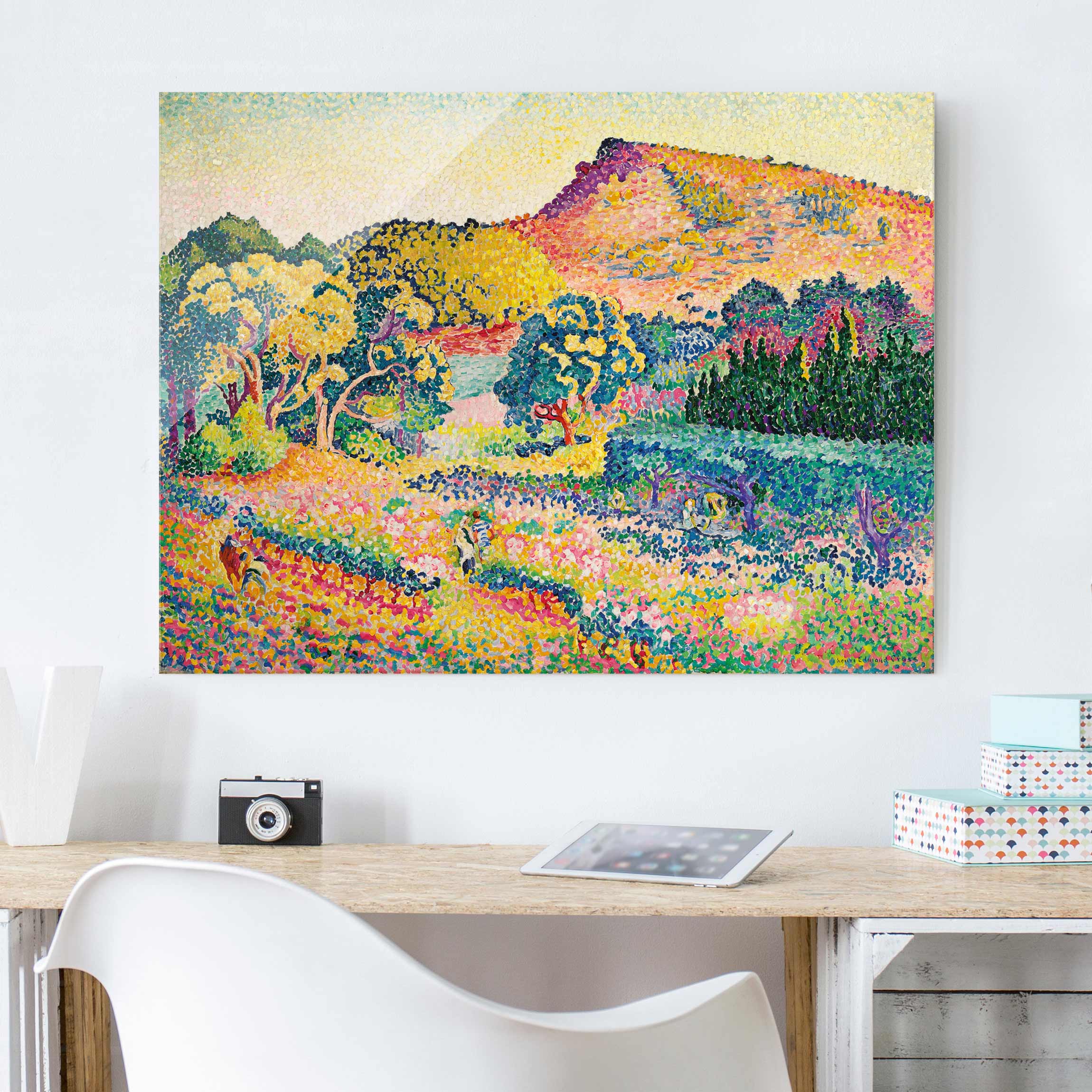 Glasbild Kunstdruck Henri Edmond Cross - Landschaft mit Le Cap Nègre