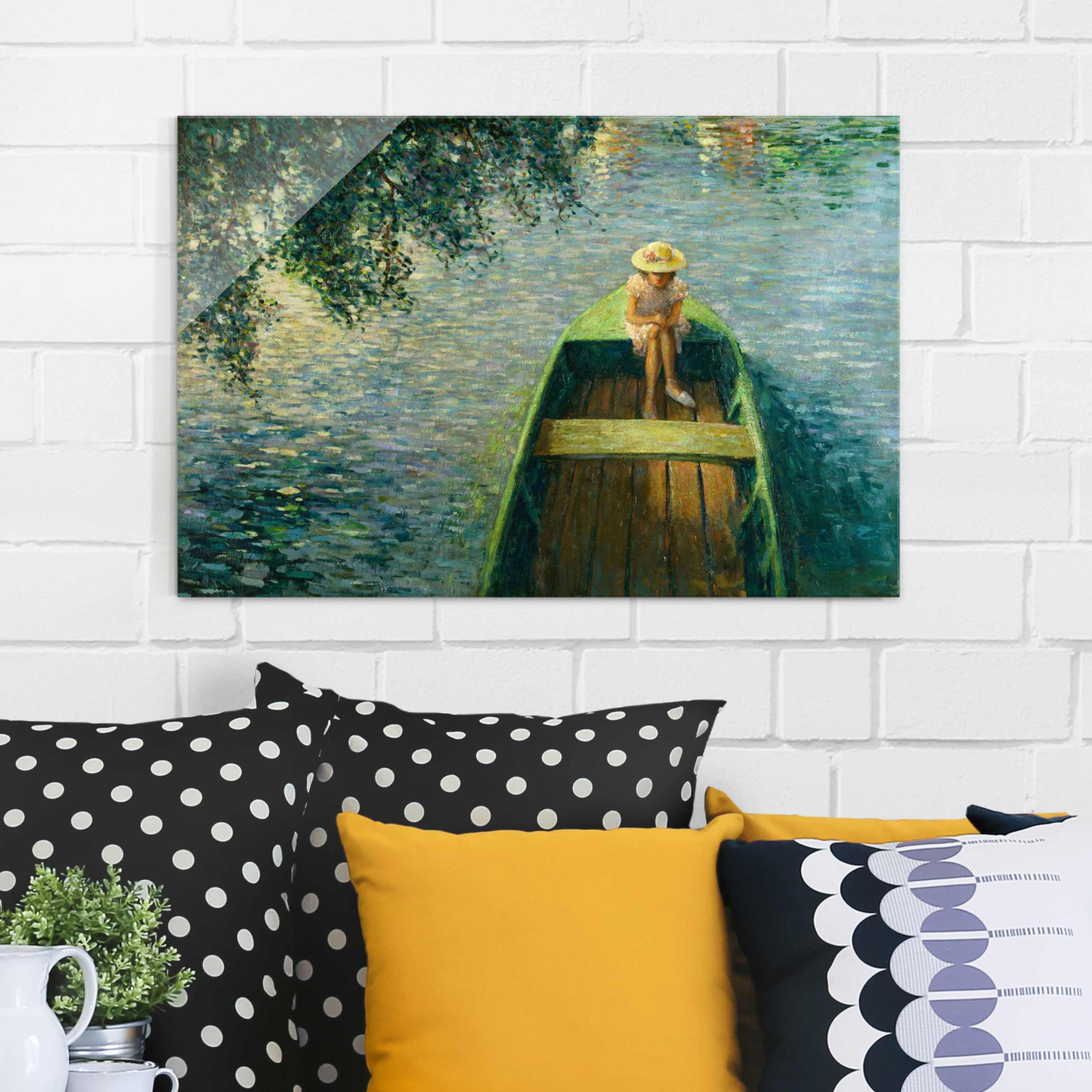 Glasbild Kunstdruck Henri Lebasque - Boot auf der Marne