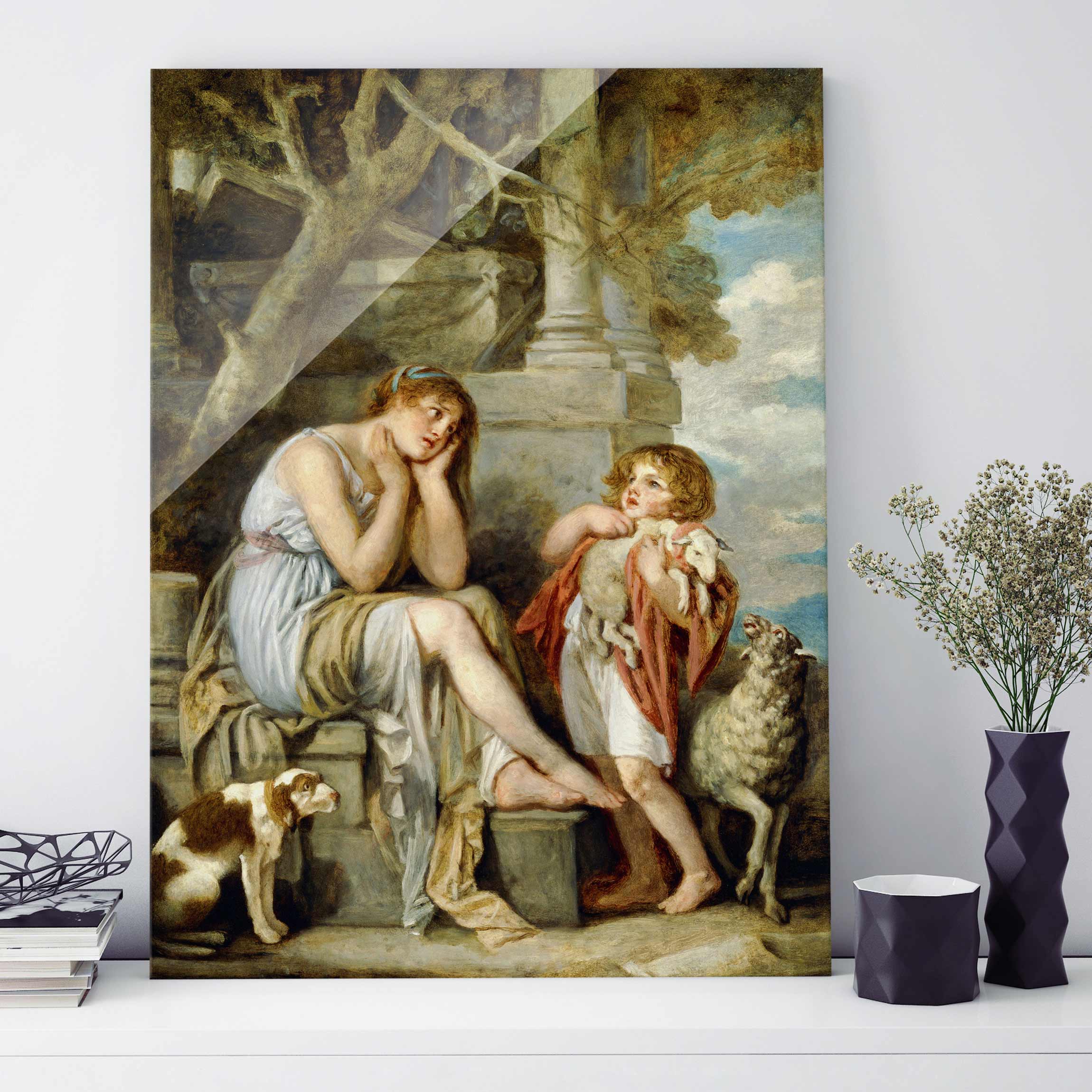 Glasbild Kunstdruck Jean Baptiste Greuze - L'Agneau Chéri
