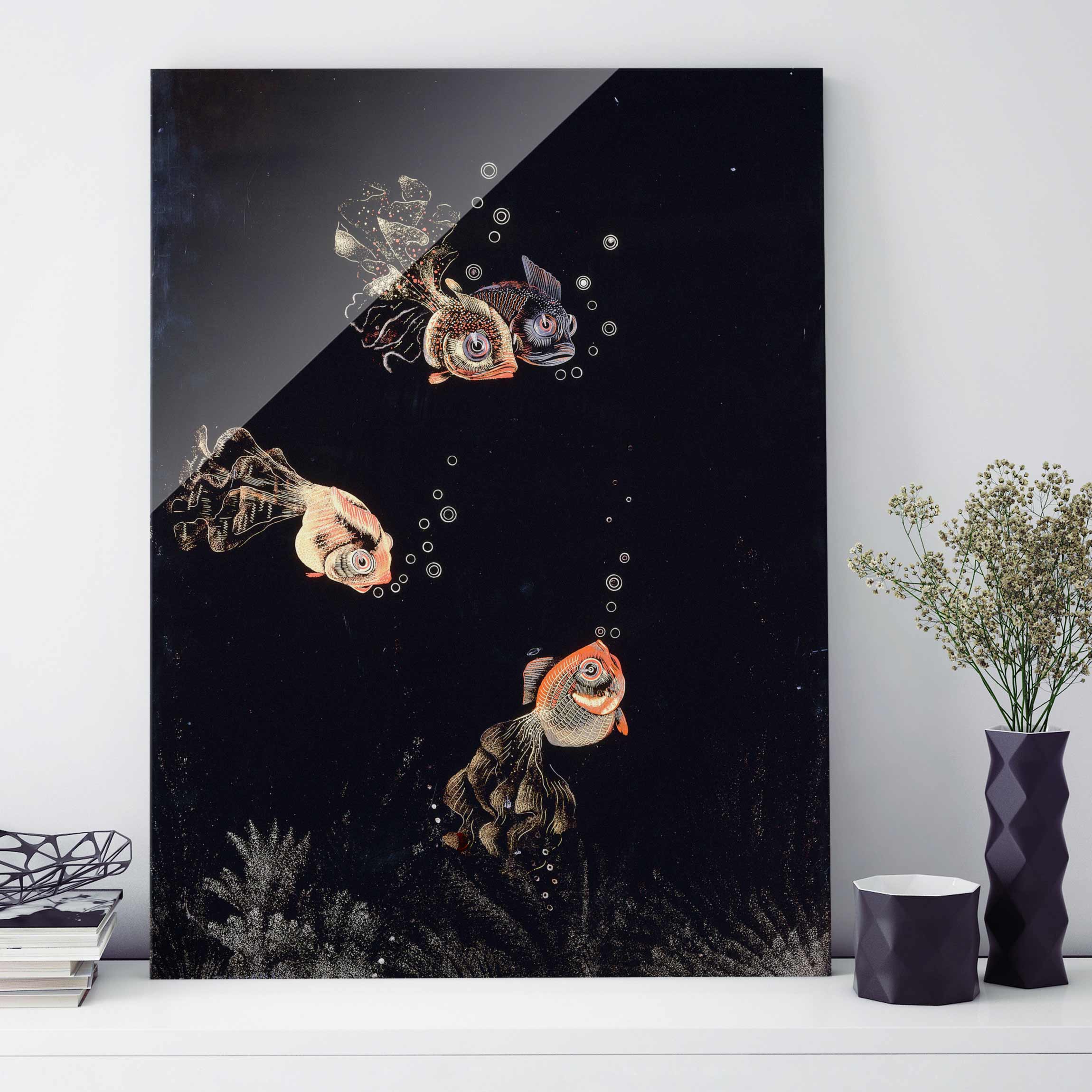 Glasbild Kunstdruck Jean Dunand - Unterwasser Szene