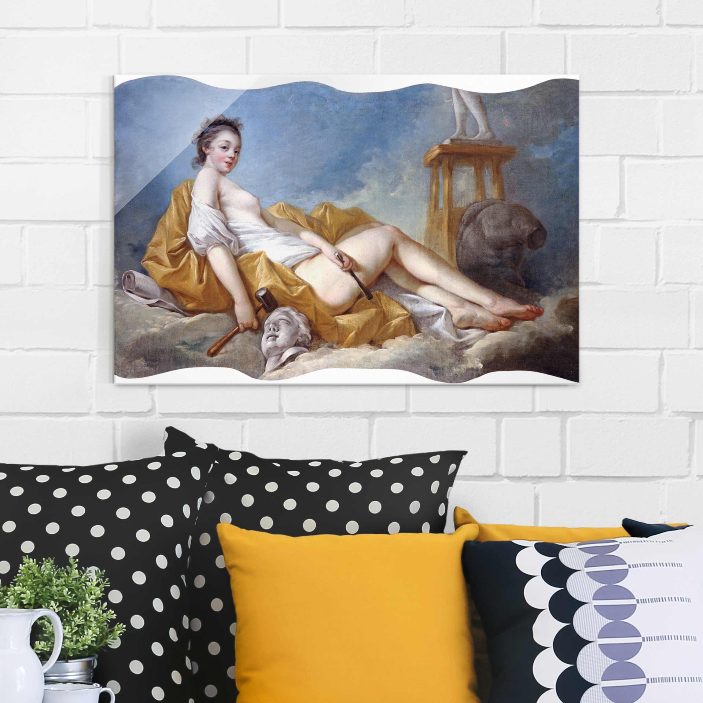 Glasbild - Querformat Jean Honoré Fragonard - Personifikation der Malerei