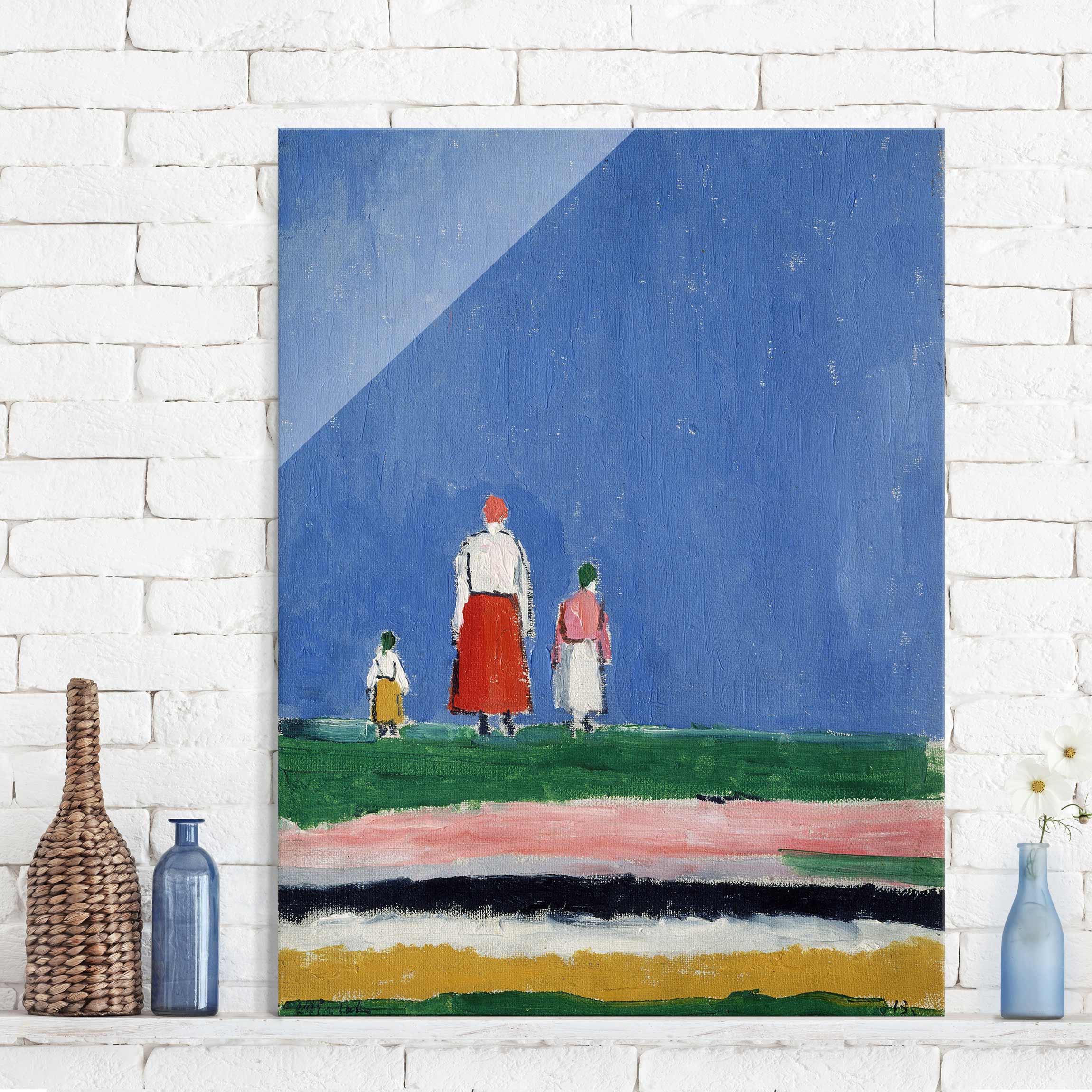 Glasbild Kunstdruck Kasimir Malewitsch - Drei Figuren