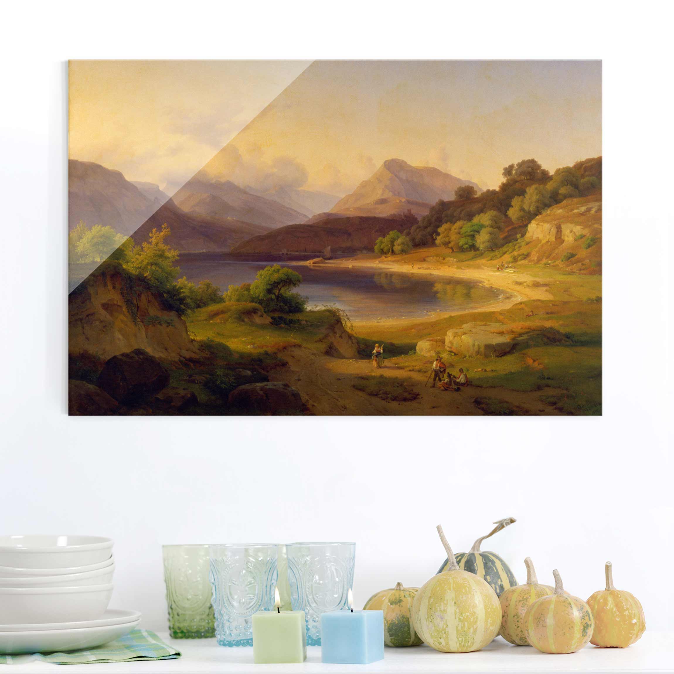 Glasbild - Querformat Louis Gurlitt - Nördlicher Teil des Gardasees