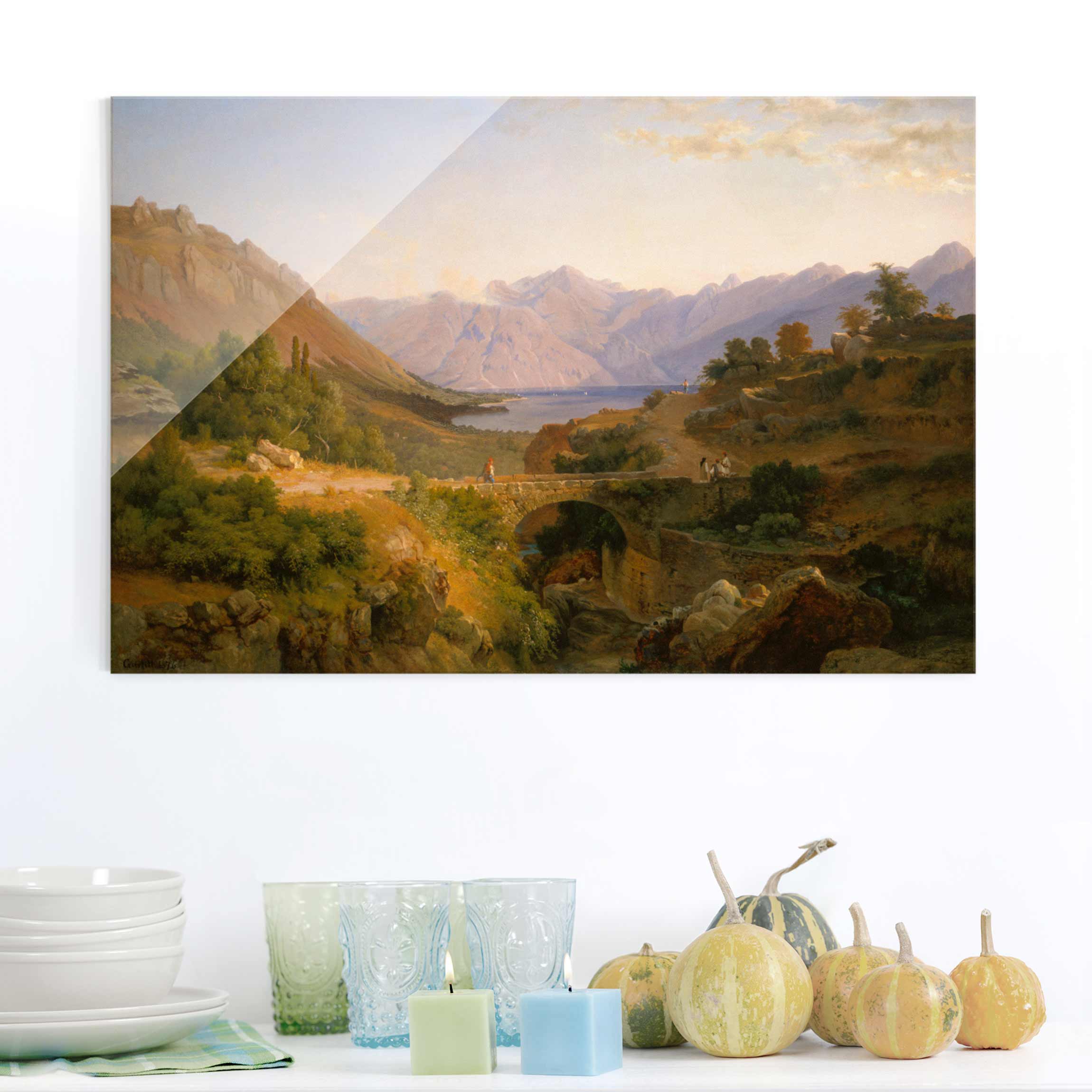 Glasbild Kunstdruck Louis Gurlitt - Die Bucht von Cattaro