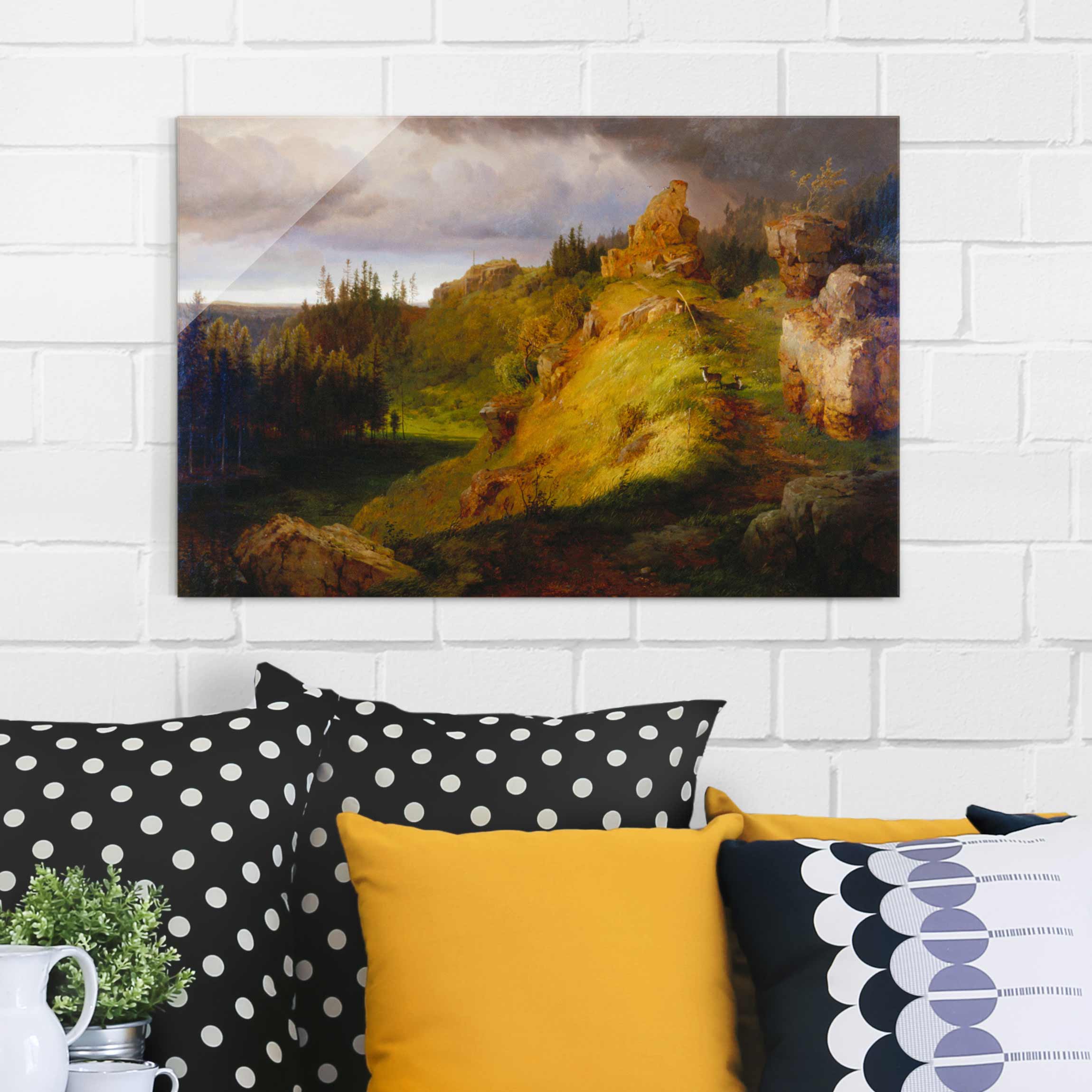 Glasbild Kunstdruck Louis Gurlitt - Riesengebirgslandschaft